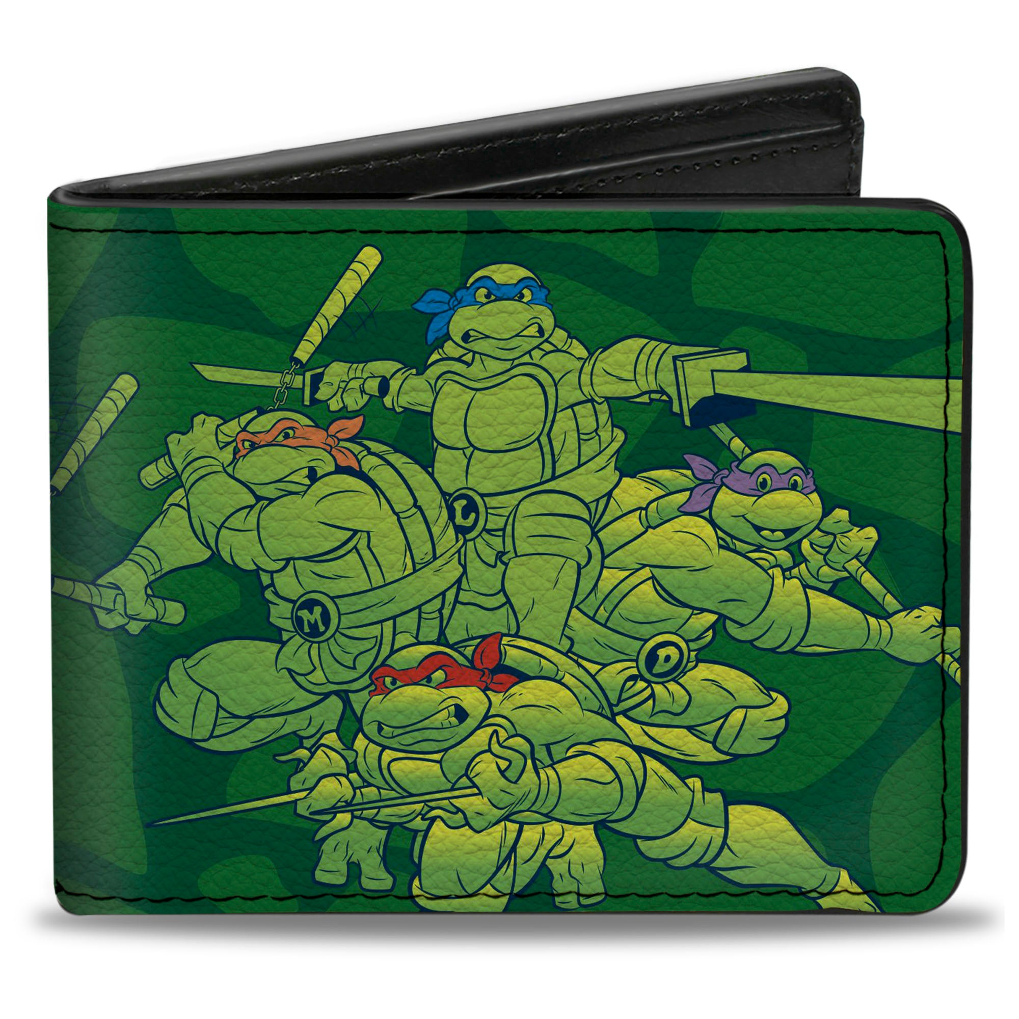 Bi-Fold Wallet - Classic Teenage Mutant Ninja Turtles Battle Pose Turtle Shell Green Bi-Fold Wallets Teenage Mutant Ninja Turtles