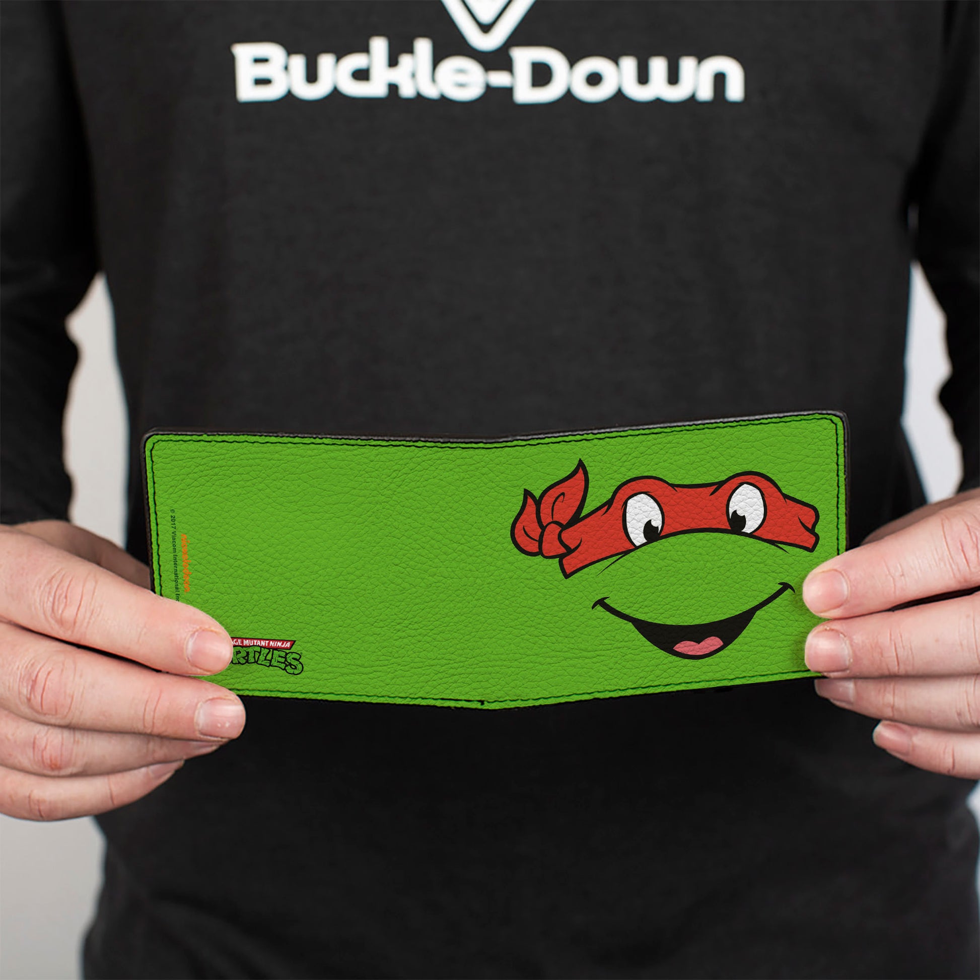 Bi-Fold Wallet - Classic TMNT Raphael Face CLOSE-UP Green Red Bi-Fold Wallets Teenage Mutant Ninja Turtles