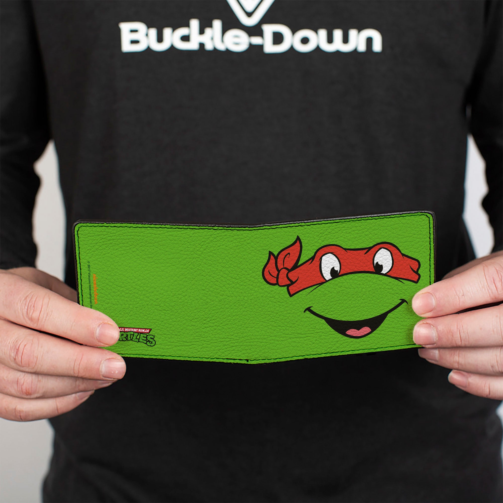 Bi-Fold Wallet - Classic TMNT Raphael Face CLOSE-UP Green Red Bi-Fold Wallets Teenage Mutant Ninja Turtles