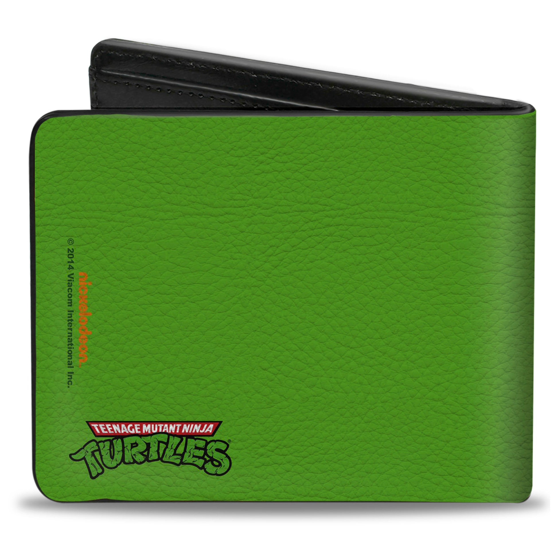 Bi-Fold Wallet - Classic TMNT Michaelangelo Face CLOSE-UP Green Orange Bi-Fold Wallets Teenage Mutant Ninja Turtles