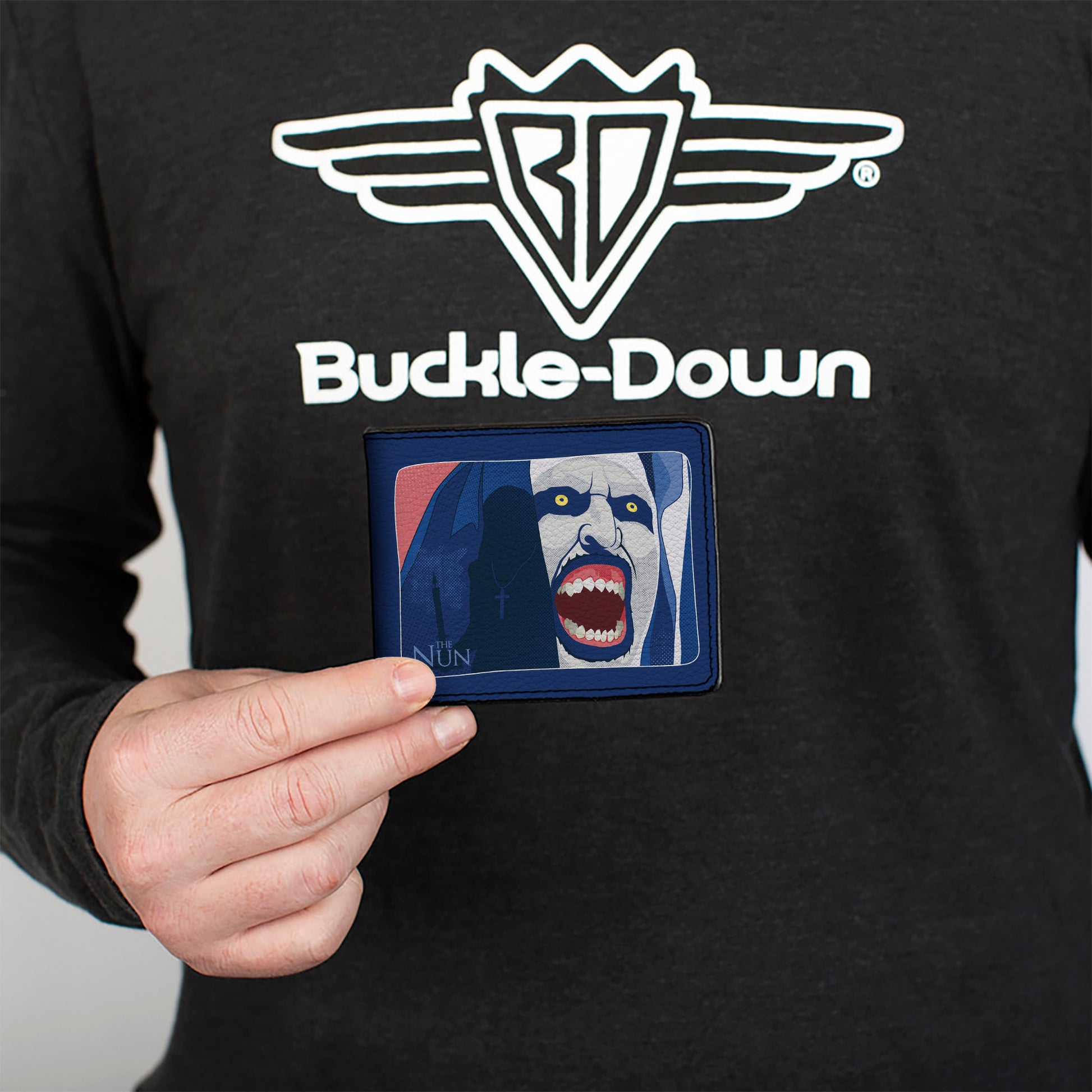 Bi-Fold Wallet - The Nun Screaming Nun Pose and Title Logo Blues Bi-Fold Wallets The Nun