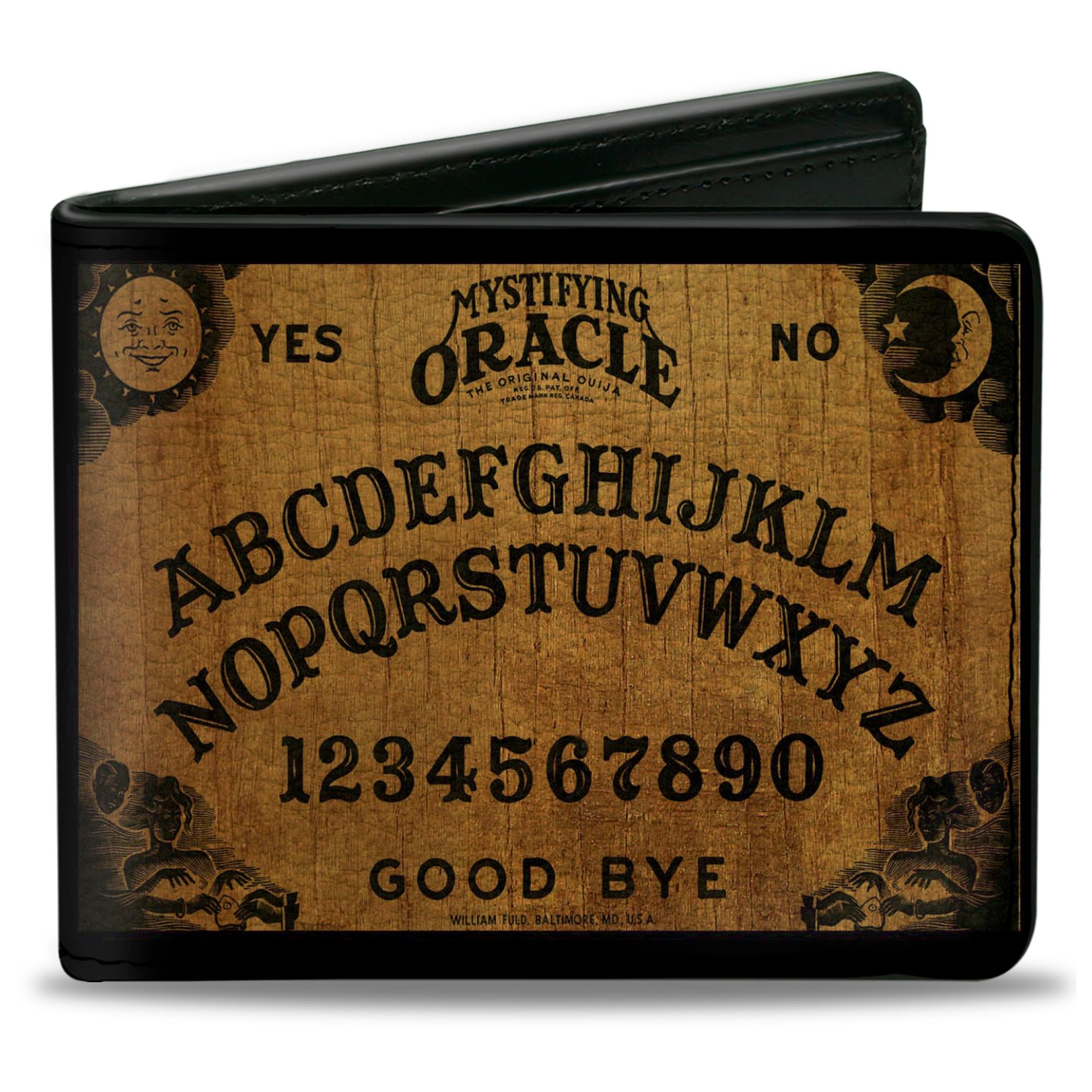 Bi-Fold Wallet - Ouija Board Replica Black/Wood Grain Bi-Fold Wallets Ouija Board