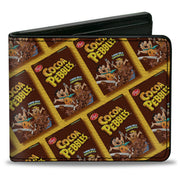 Bi-Fold Wallet - COCOA PEBBLES Fred Flintstone and Barney Rubble Cereal Box Repeat Yellow/Brown Bi-Fold Wallets The Flintstones