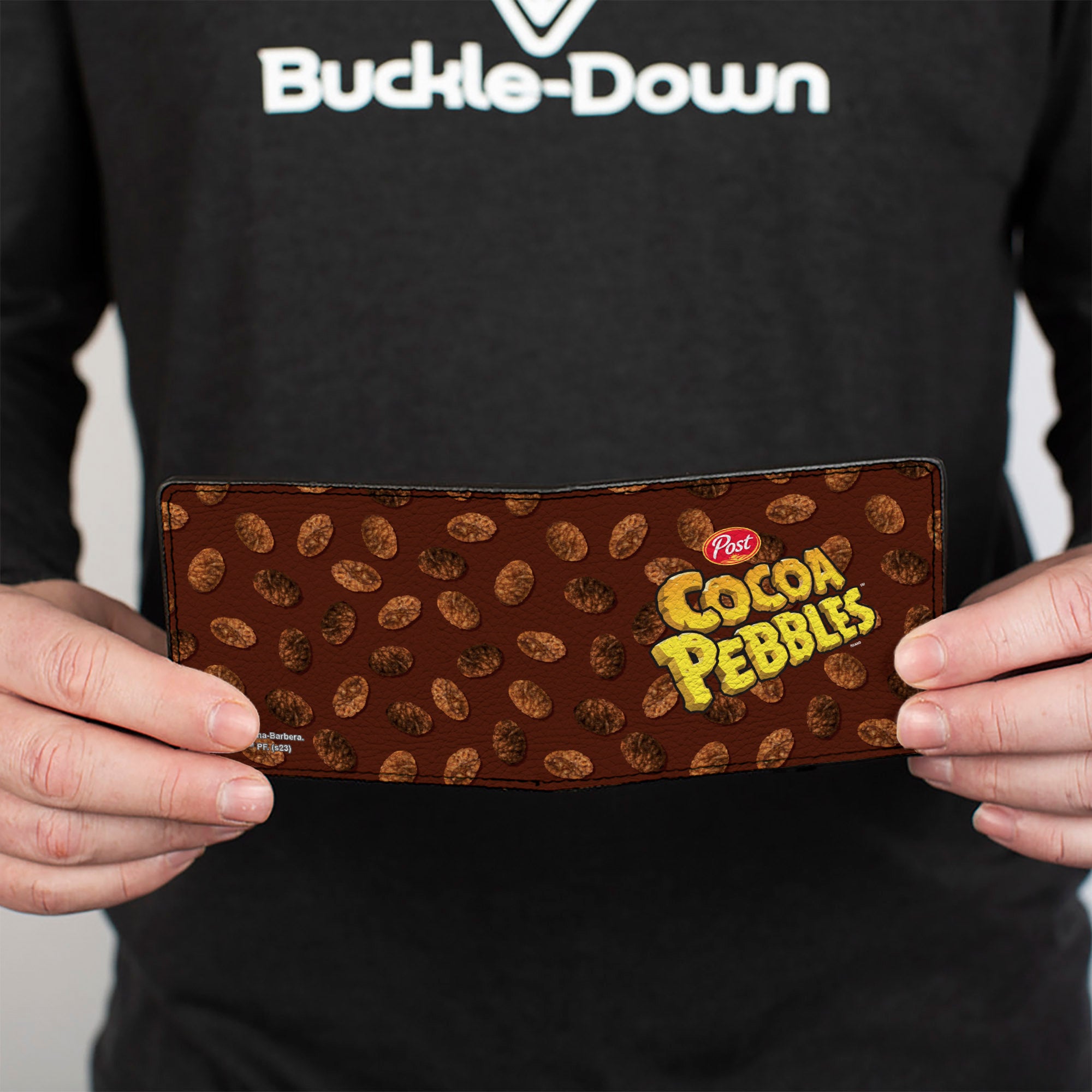 Bi-Fold Wallet - POST COCOA PEBBLES Centered Logo and Cereal Pebbles Scattered Browns Bi-Fold Wallets The Flintstones