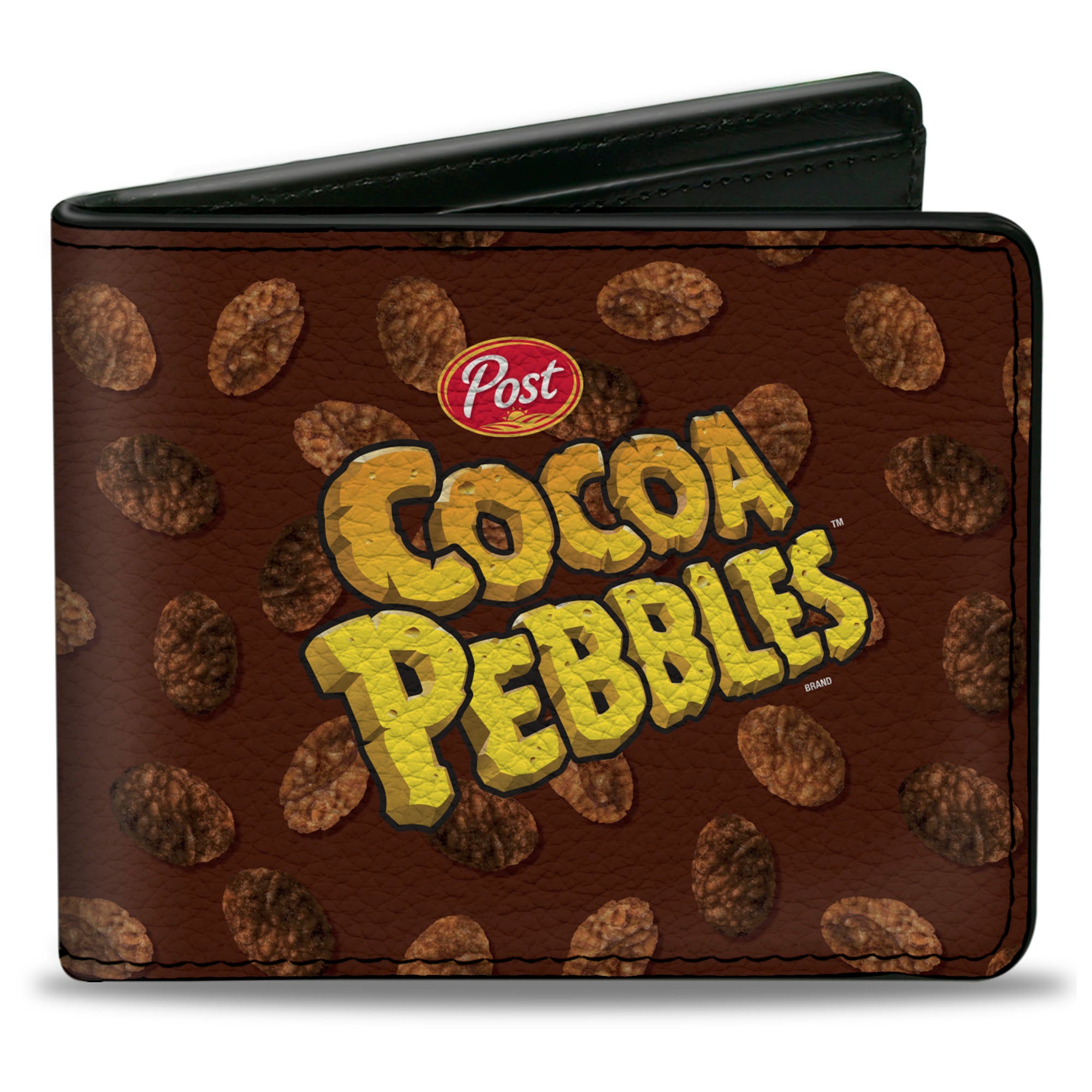 Bi-Fold Wallet - POST COCOA PEBBLES Centered Logo and Cereal Pebbles Scattered Browns Bi-Fold Wallets The Flintstones