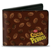 Bi-Fold Wallet - POST COCOA PEBBLES Corner Logo and Cereal Pebbles Scattered Browns Bi-Fold Wallets The Flintstones