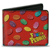 Bi-Fold Wallet - POST FRUITY PEBBLES Corner Logo and Cereal Pebbles Scattered Red/Multi Color Bi-Fold Wallets The Flintstones