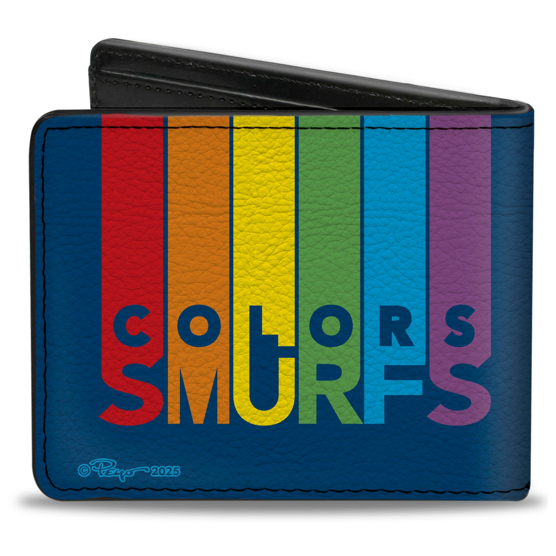 Bi-Fold Wallet - The Smurfs COLOR SMURFS Groups Pose Blue/Multi Color Rainbow Bi-Fold Wallets The Smurfs