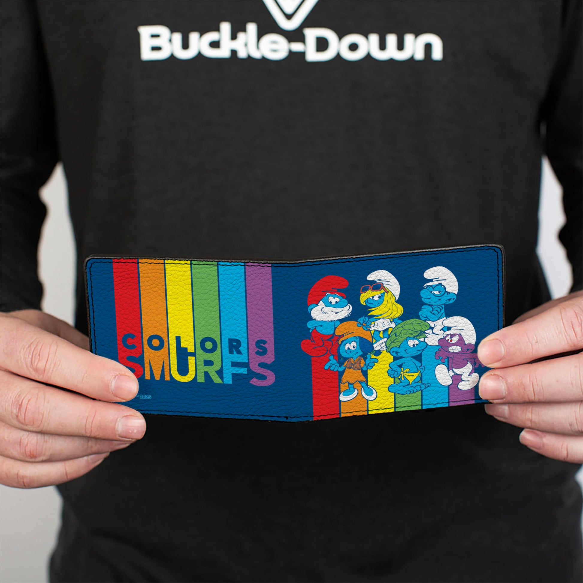 Bi-Fold Wallet - The Smurfs COLOR SMURFS Groups Pose Blue/Multi Color Rainbow Bi-Fold Wallets The Smurfs
