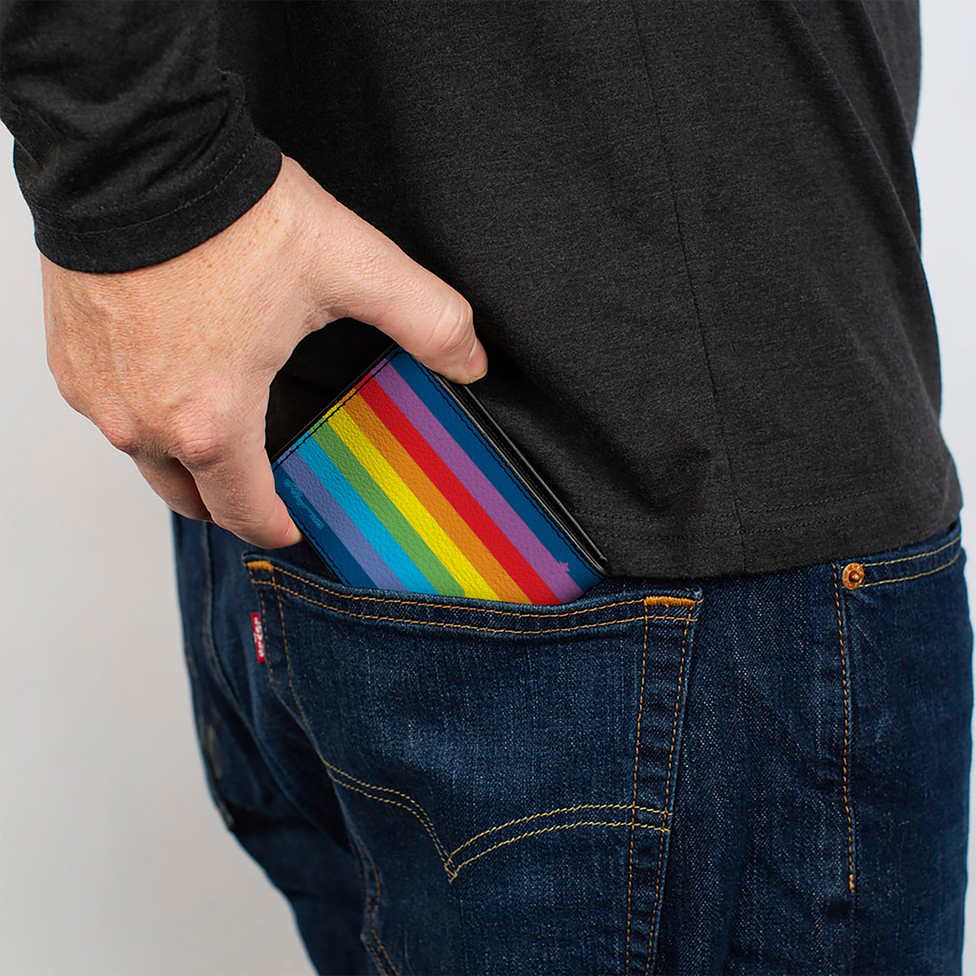 Bi-Fold Wallet - The Smurfs Walking Rainbow Pose Blue/Rainbow Bi-Fold Wallets The Smurfs