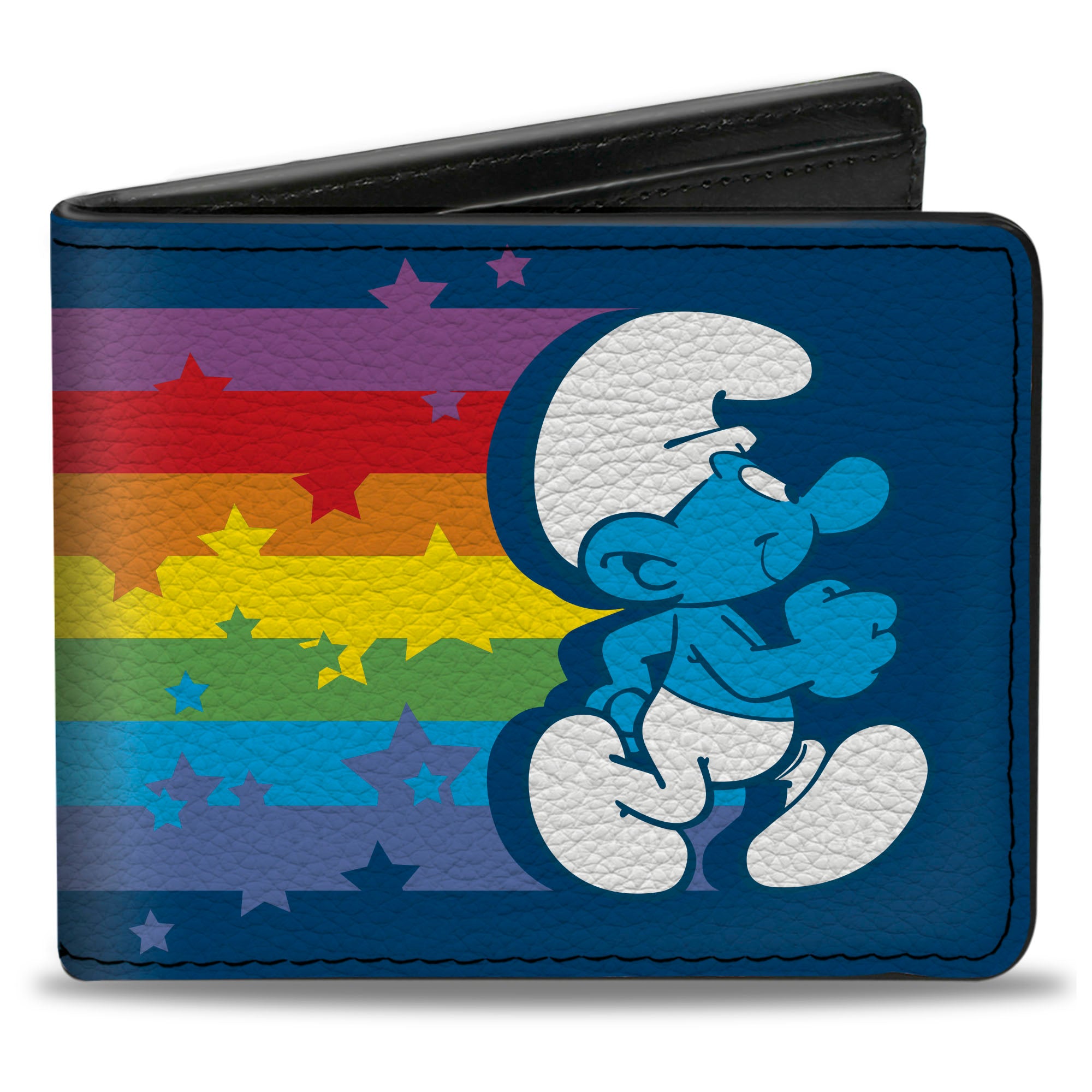 Bi-Fold Wallet - The Smurfs Walking Rainbow Pose Blue/Rainbow Bi-Fold Wallets The Smurfs