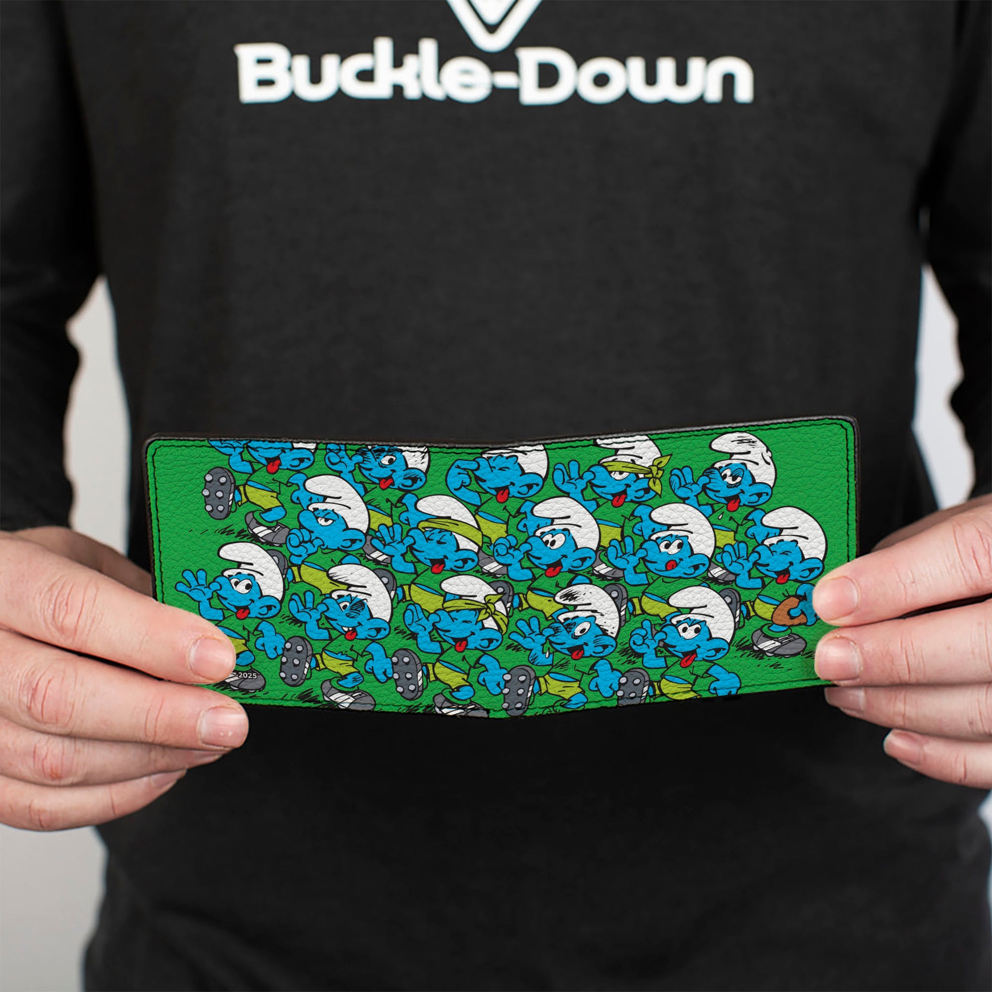 Bi-Fold Wallet - The Smurfs Classic Football Sport Field Scene Green Bi-Fold Wallets The Smurfs