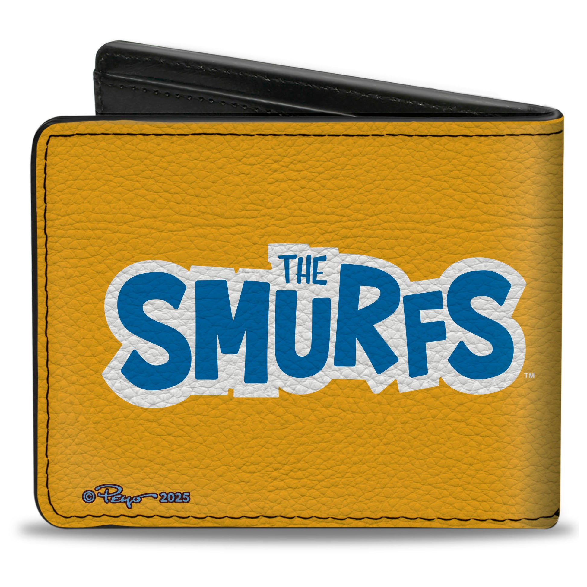 Bi-Fold Wallet - THE SMURFS Papa Smurf Kart Racing TURBO EDITION Pose and Title Logo Orange Bi-Fold Wallets The Smurfs