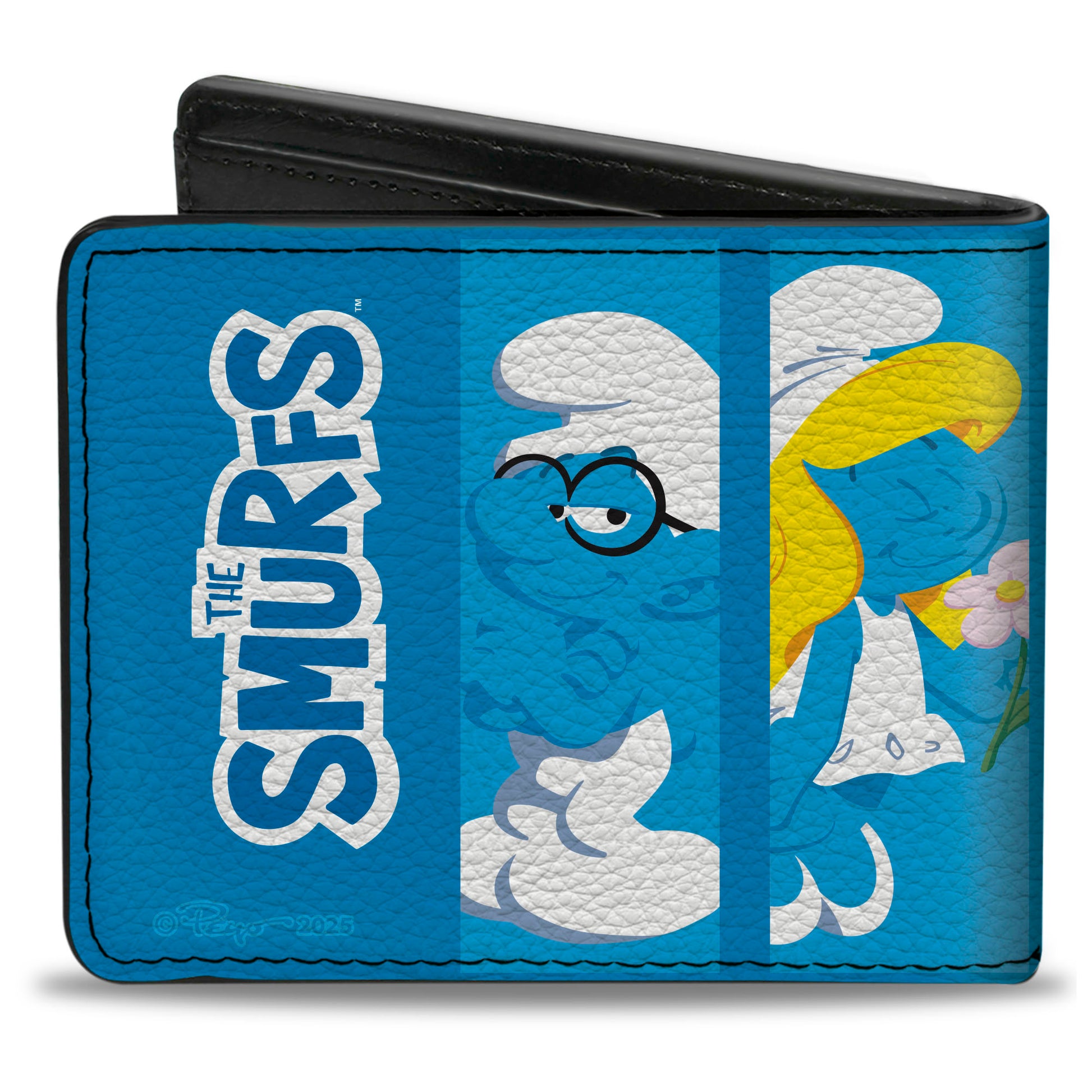 Bi-Fold Wallet - THE SMURFS Five Smurfs and Azrael Pose Blocks and Title Logo Blues Bi-Fold Wallets The Smurfs