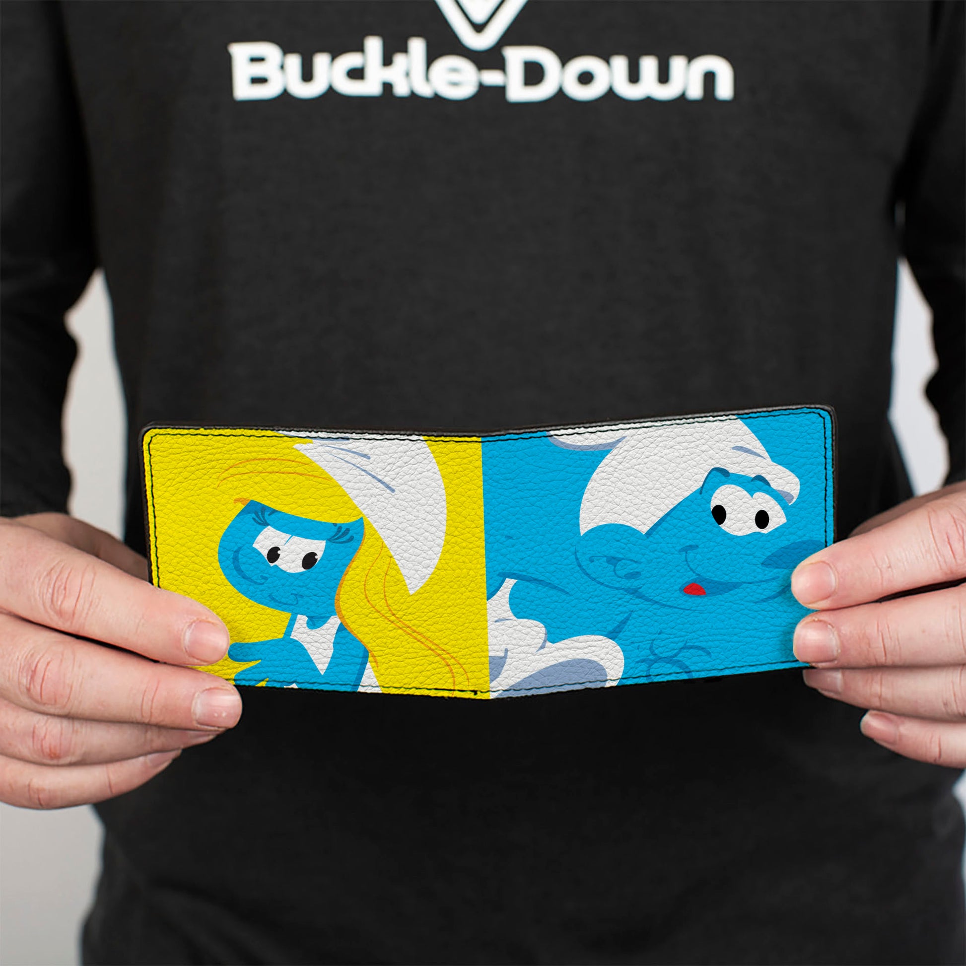 Bi-Fold Wallet - The Smurfs Simply Smurfy Pop Art Pose Blocks Blues/Yellows Bi-Fold Wallets The Smurfs