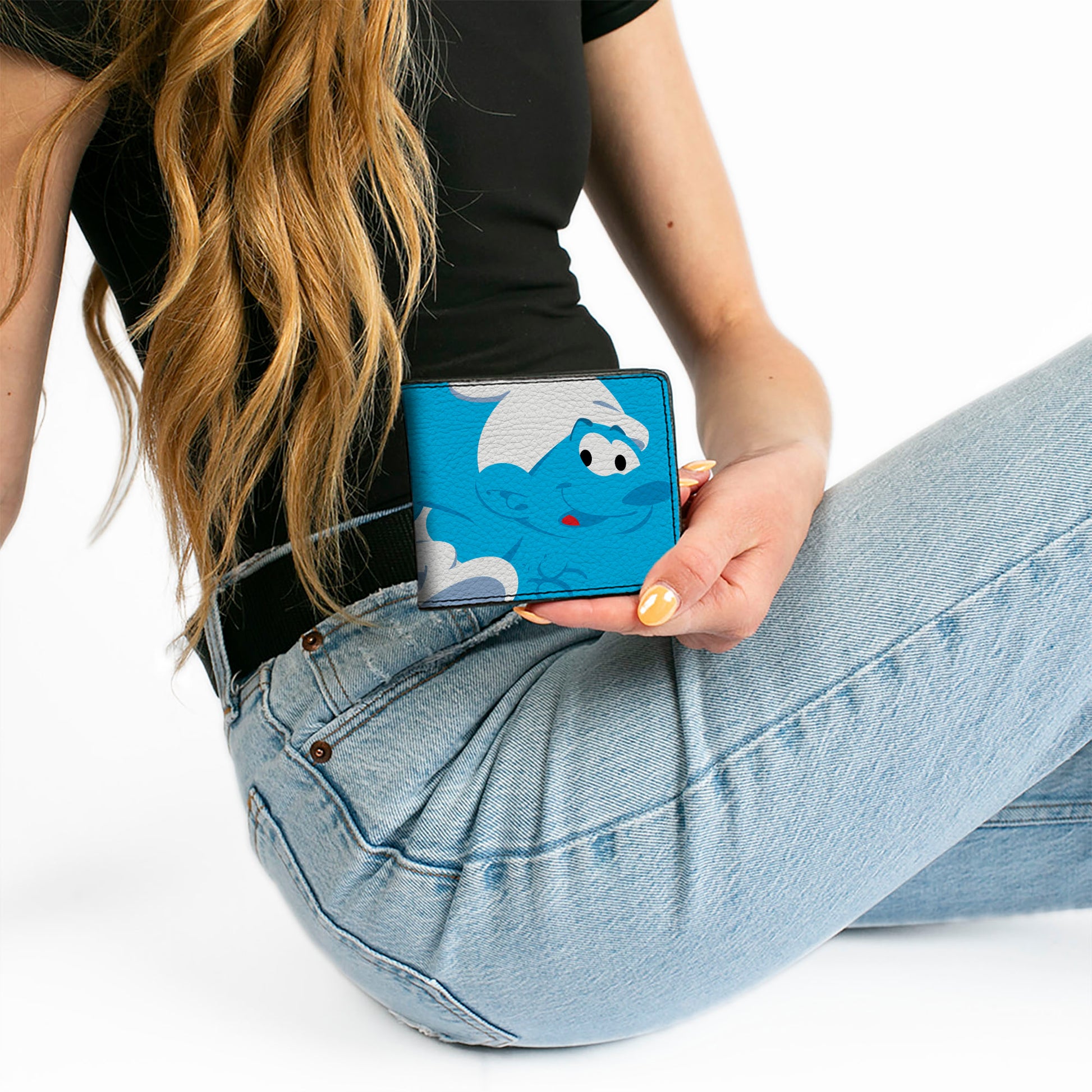 Bi-Fold Wallet - The Smurfs Simply Smurfy Pop Art Pose Blocks Blues/Yellows Bi-Fold Wallets The Smurfs