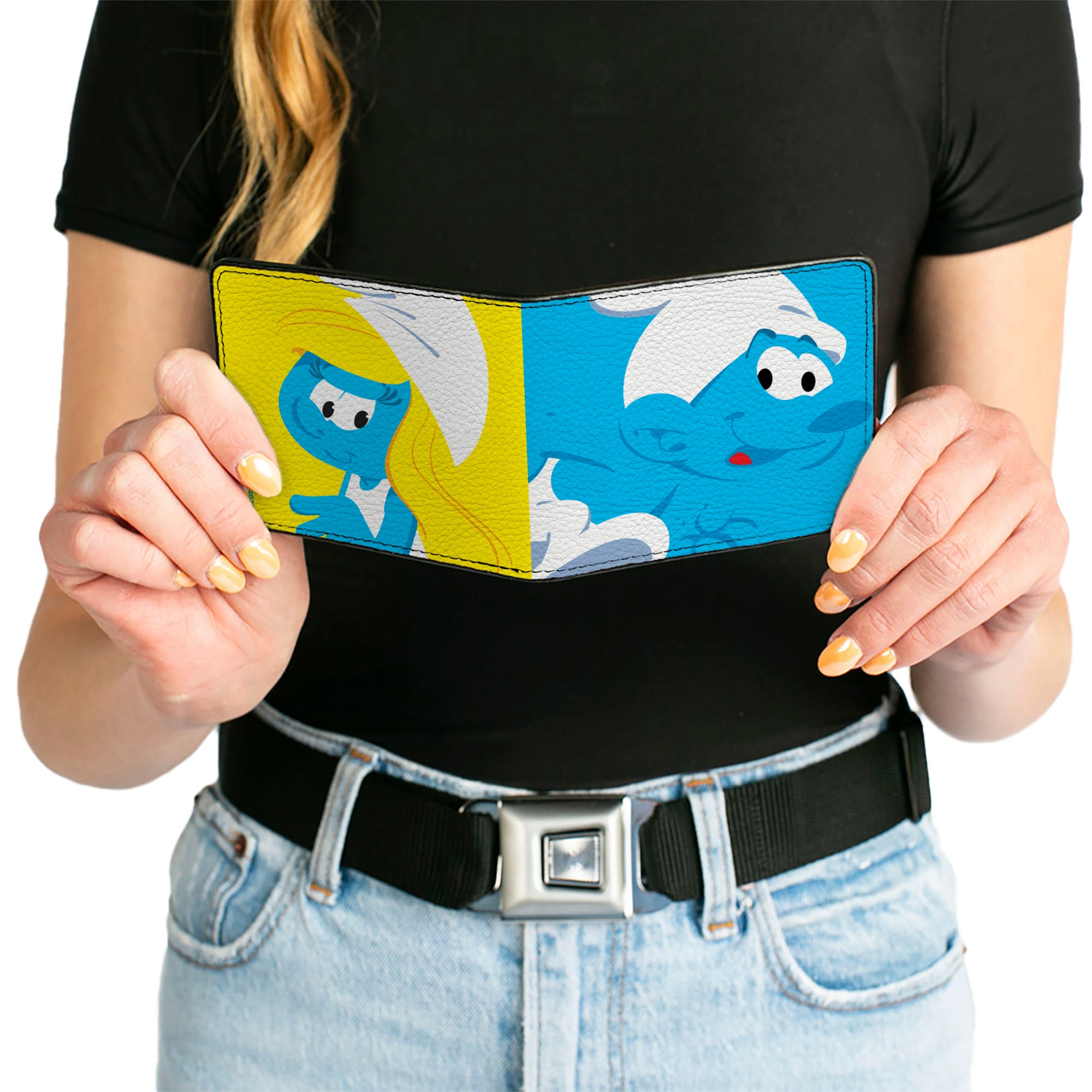 Bi-Fold Wallet - The Smurfs Simply Smurfy Pop Art Pose Blocks Blues/Yellows Bi-Fold Wallets The Smurfs