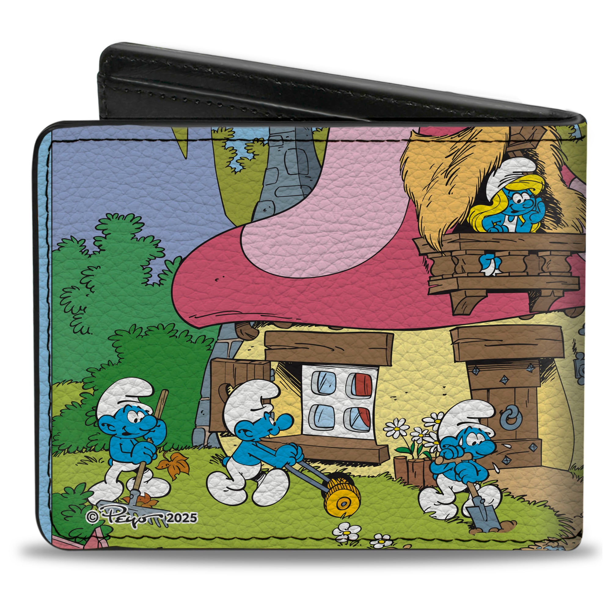 Bi-Fold Wallet - THE SMURFS Village Group Scene and Title Logo Bi-Fold Wallets The Smurfs