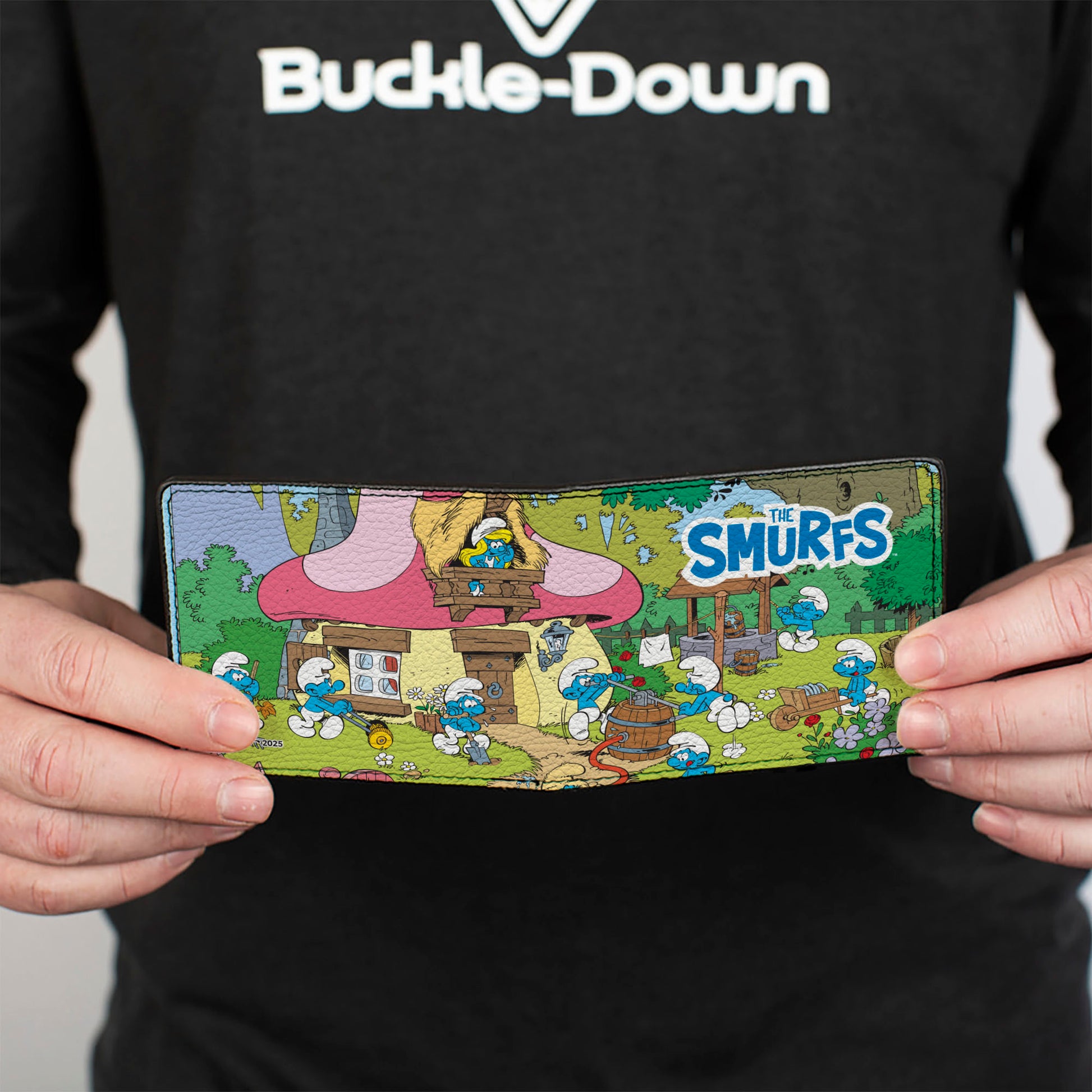 Bi-Fold Wallet - THE SMURFS Village Group Scene and Title Logo Bi-Fold Wallets The Smurfs
