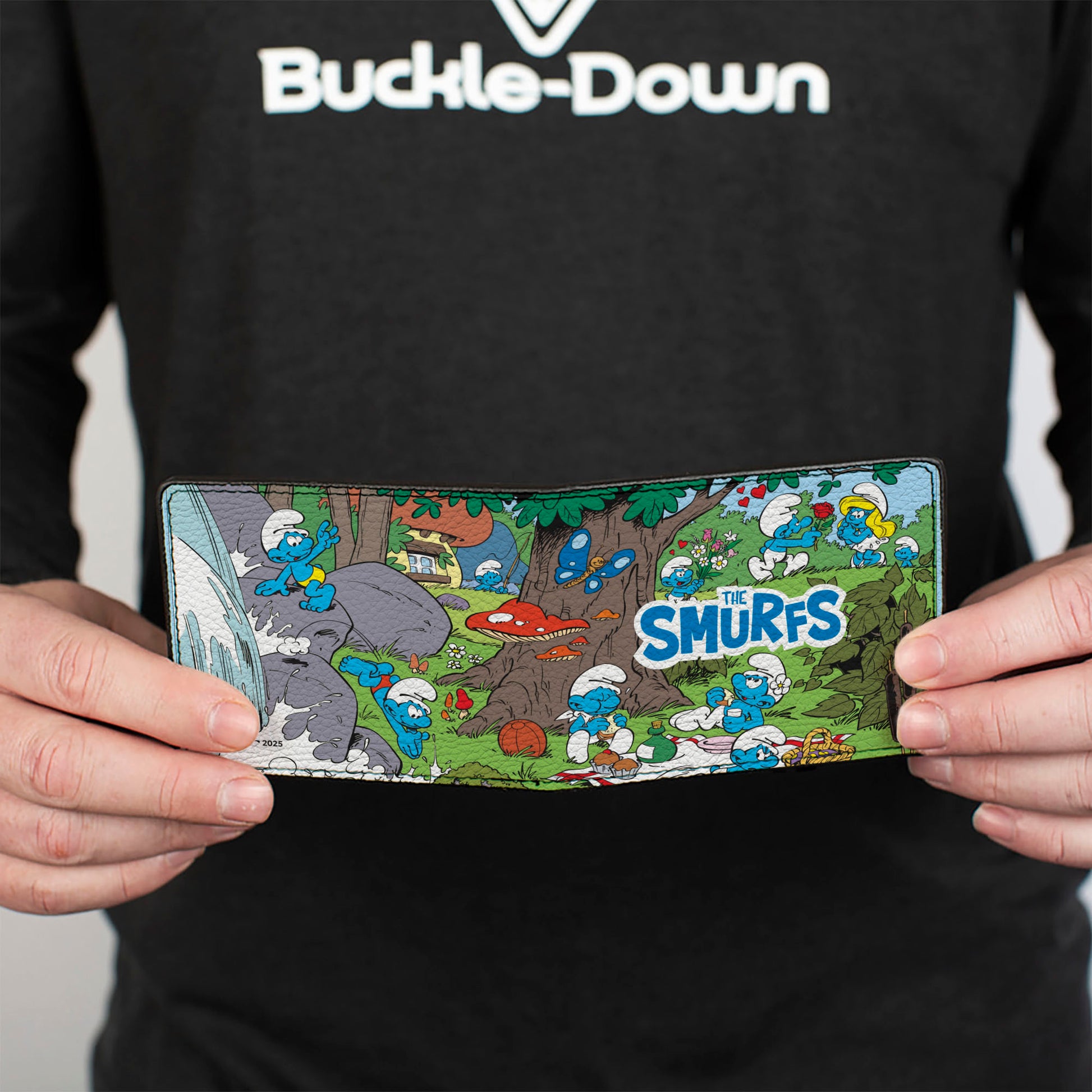 Bi-Fold Wallet - THE SMURFS Picnic and Swimming Group Scene and Title Logo Bi-Fold Wallets The Smurfs