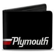 Bi-Fold Wallet - PLYMOUTH Text Stripe Black White Red Bi-Fold Wallets Dodge