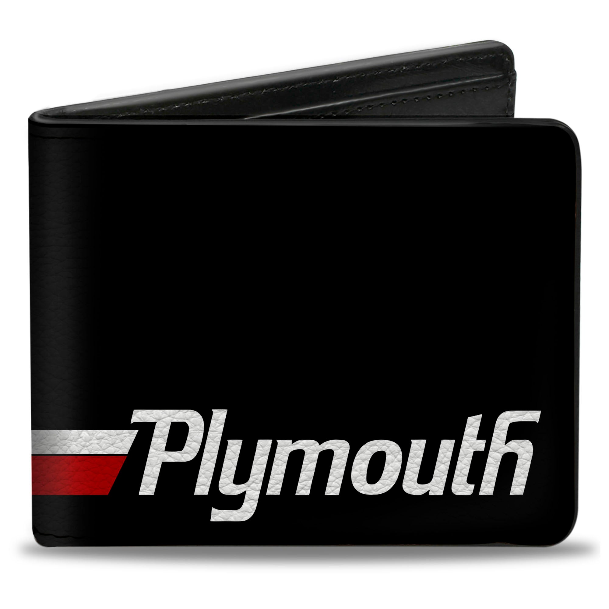 Bi-Fold Wallet - PLYMOUTH Text Stripe Black White Red Bi-Fold Wallets Dodge