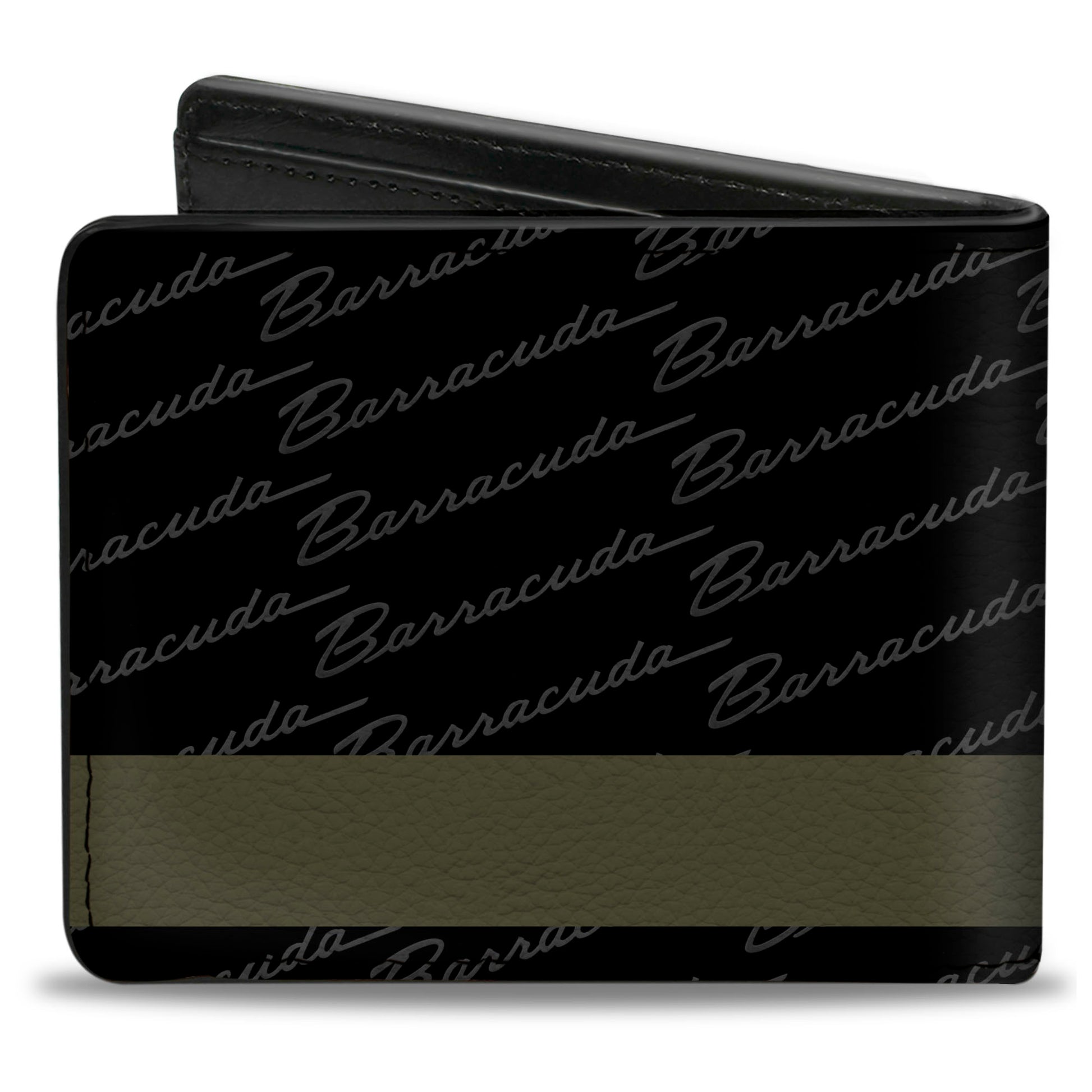 Bi-Fold Wallet - BARRACUDA Script Stripe Monogram Black Gray Olive Silver Bi-Fold Wallets Dodge