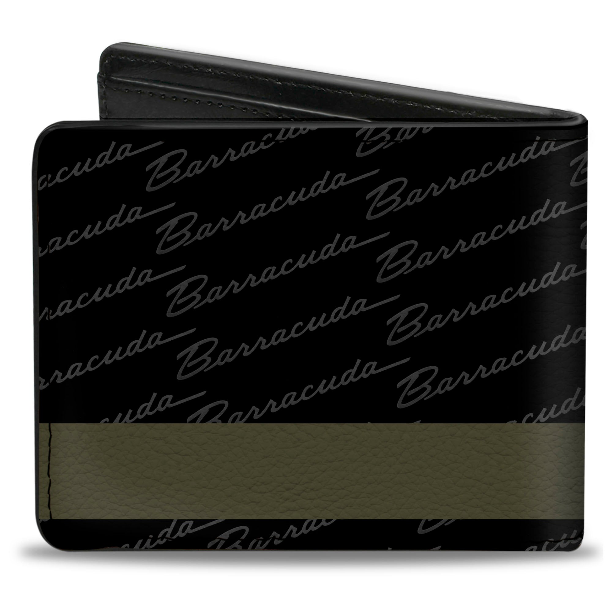 Bi-Fold Wallet - BARRACUDA Script Stripe Monogram Black Gray Olive Silver Bi-Fold Wallets Dodge