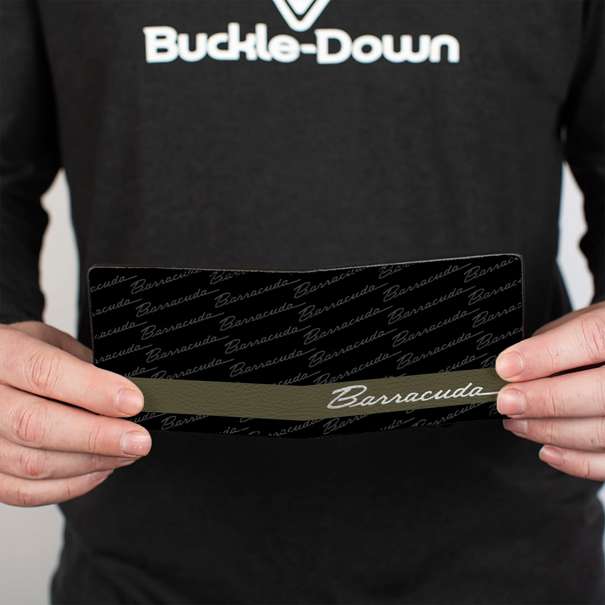 Bi-Fold Wallet - BARRACUDA Script Stripe Monogram Black Gray Olive Silver Bi-Fold Wallets Dodge