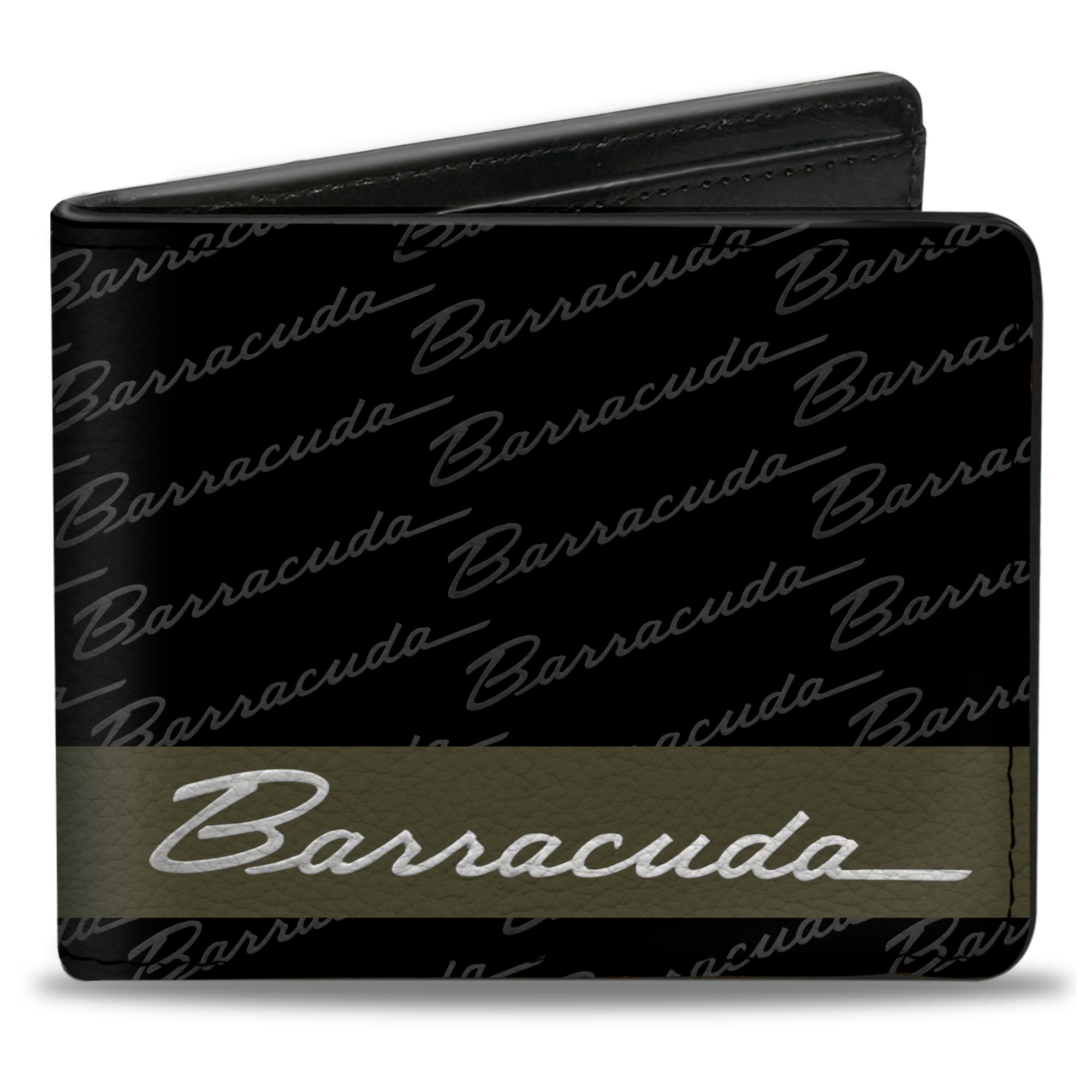 Bi-Fold Wallet - BARRACUDA Script Stripe Monogram Black Gray Olive Silver Bi-Fold Wallets Dodge