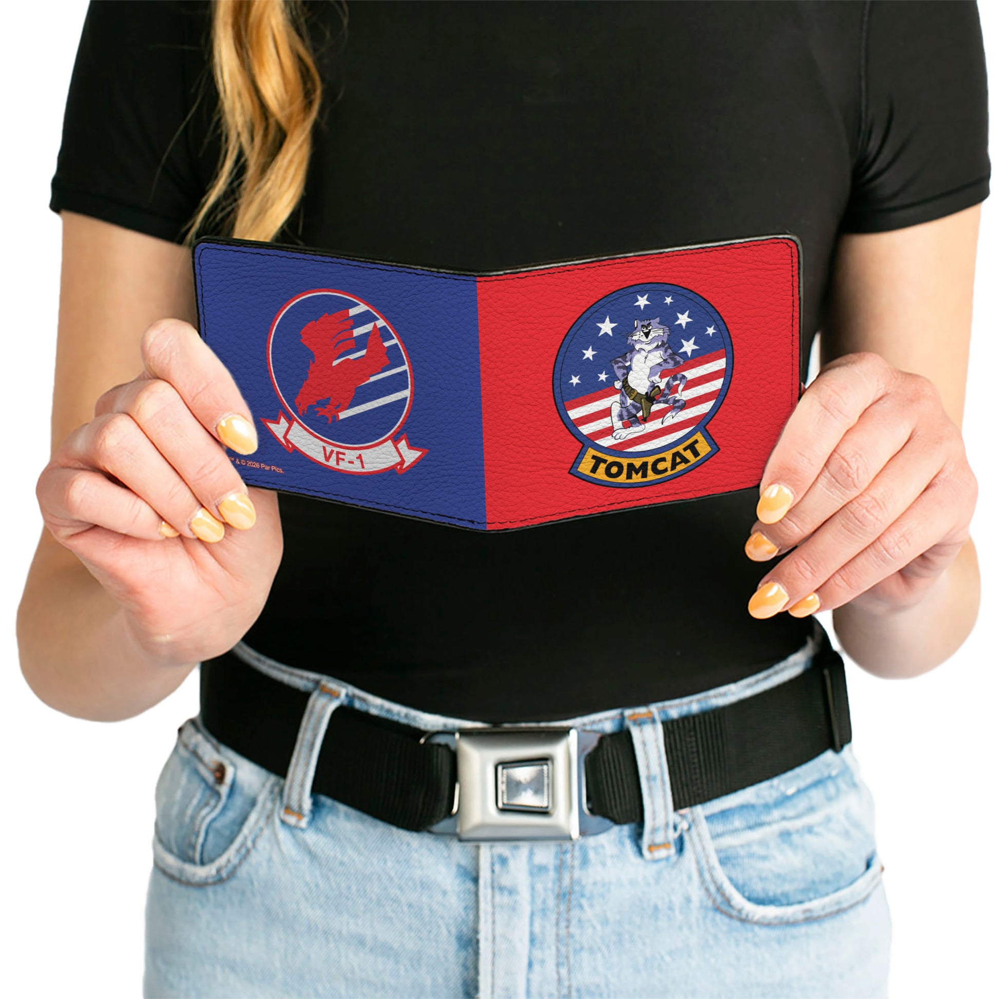 Bi-Fold Wallet - Top Gun TOMCAT and VF-1 Navy Patch Icons Red/Blue Bi-Fold Wallets Top Gun