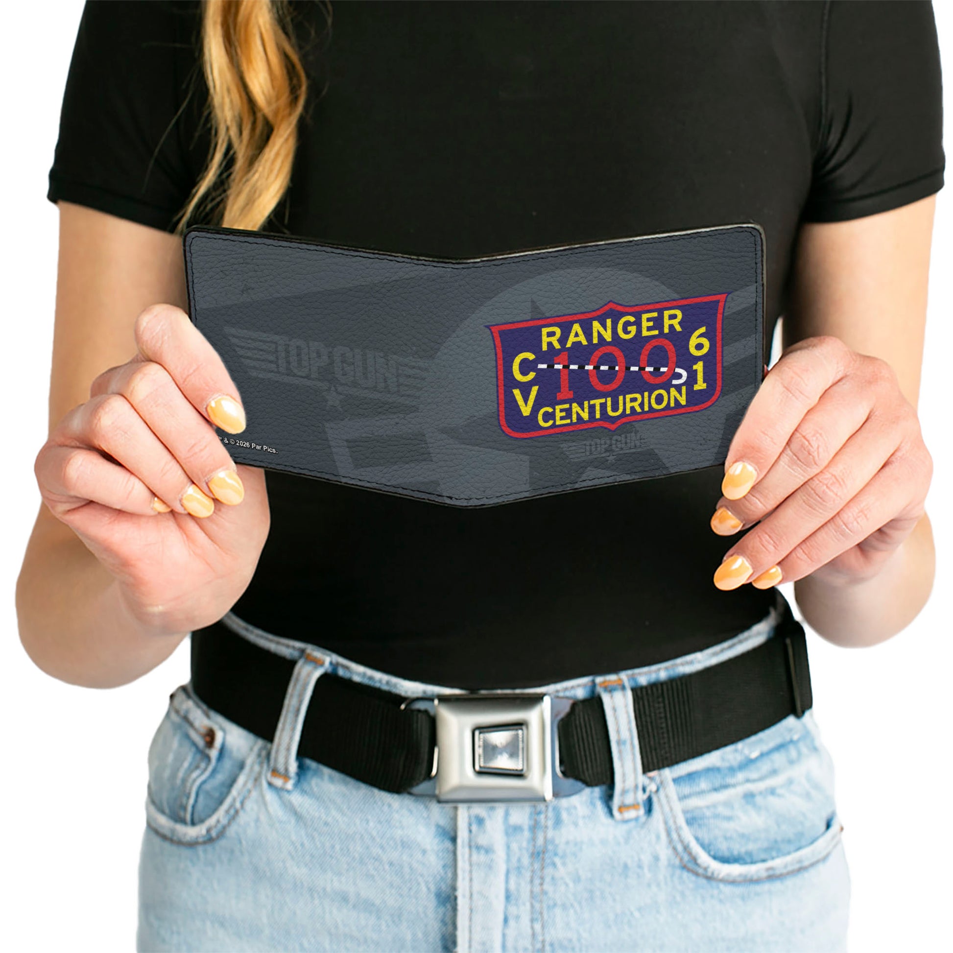 Bi-Fold Wallet - Top Gun CV-61 USS RANGER 100 CENTURION Emblem Grays Bi-Fold Wallets Top Gun