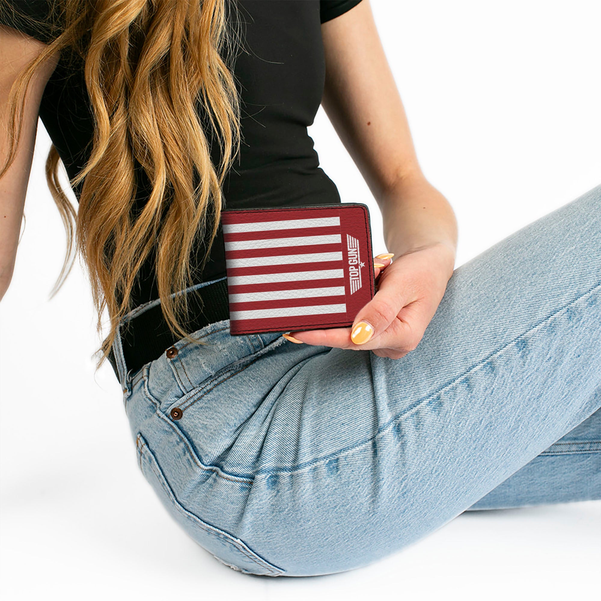 Bi-Fold Wallet - Top Gun United States USA Flag and Logo Red/White/Blue Bi-Fold Wallets Top Gun