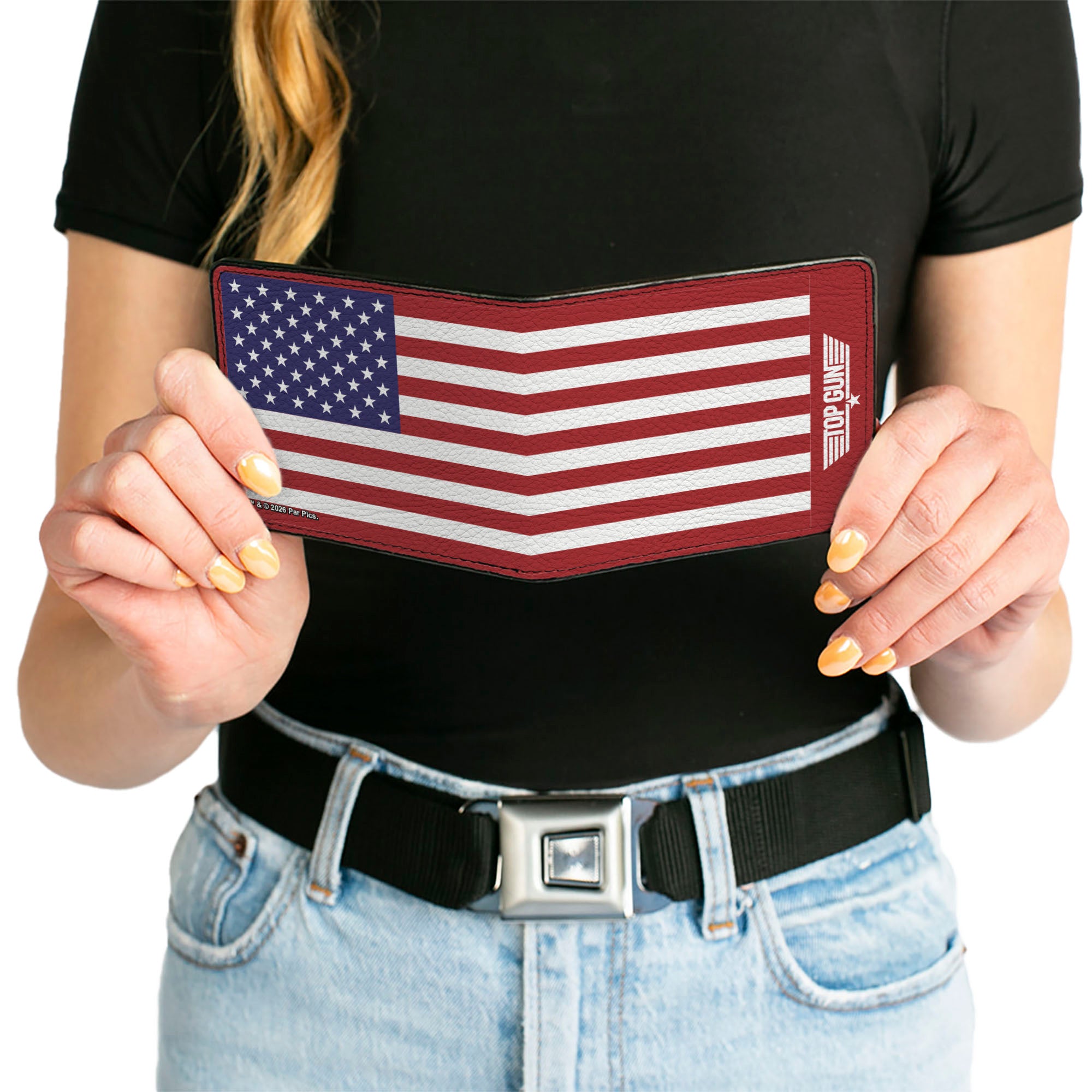 Bi-Fold Wallet - Top Gun United States USA Flag and Logo Red/White/Blue Bi-Fold Wallets Top Gun