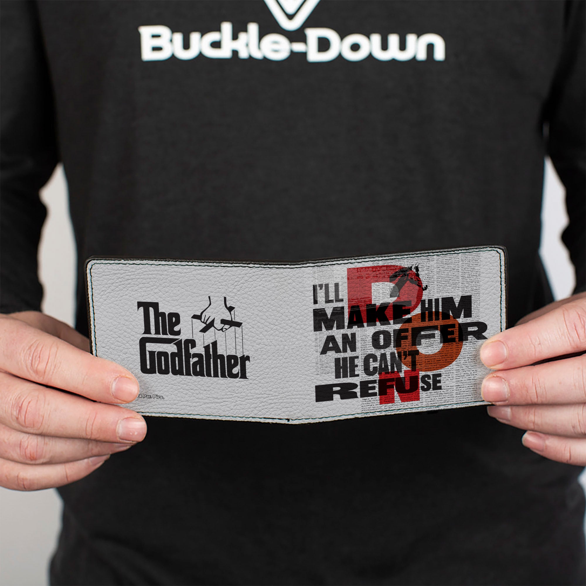Bi-Fold Wallet - The Godfather I'LL MAKE HIM AN OFFER and Title Logo News Print White/Black/Red Bi-Fold Wallets The Godfather