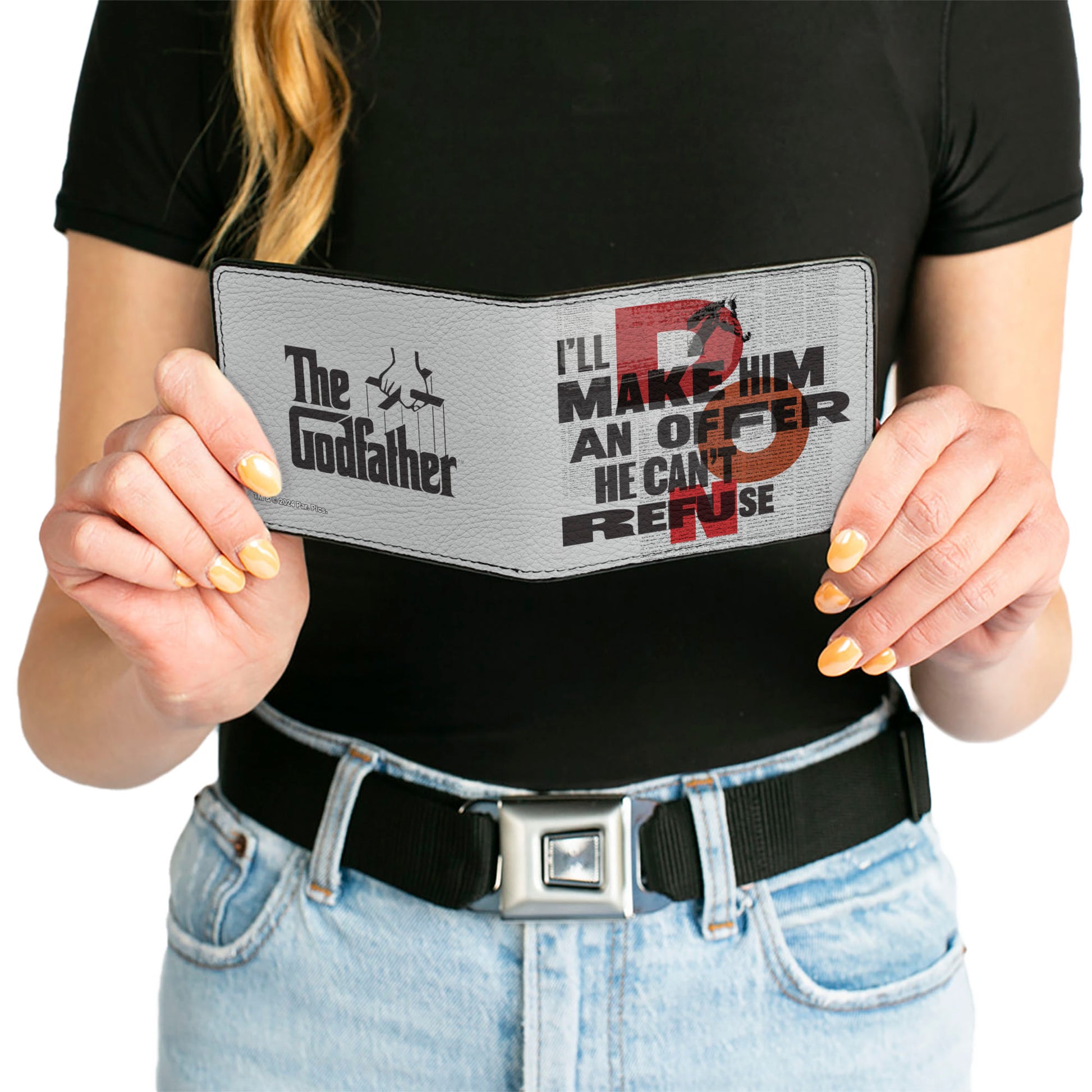 Bi-Fold Wallet - The Godfather I'LL MAKE HIM AN OFFER and Title Logo News Print White/Black/Red Bi-Fold Wallets The Godfather