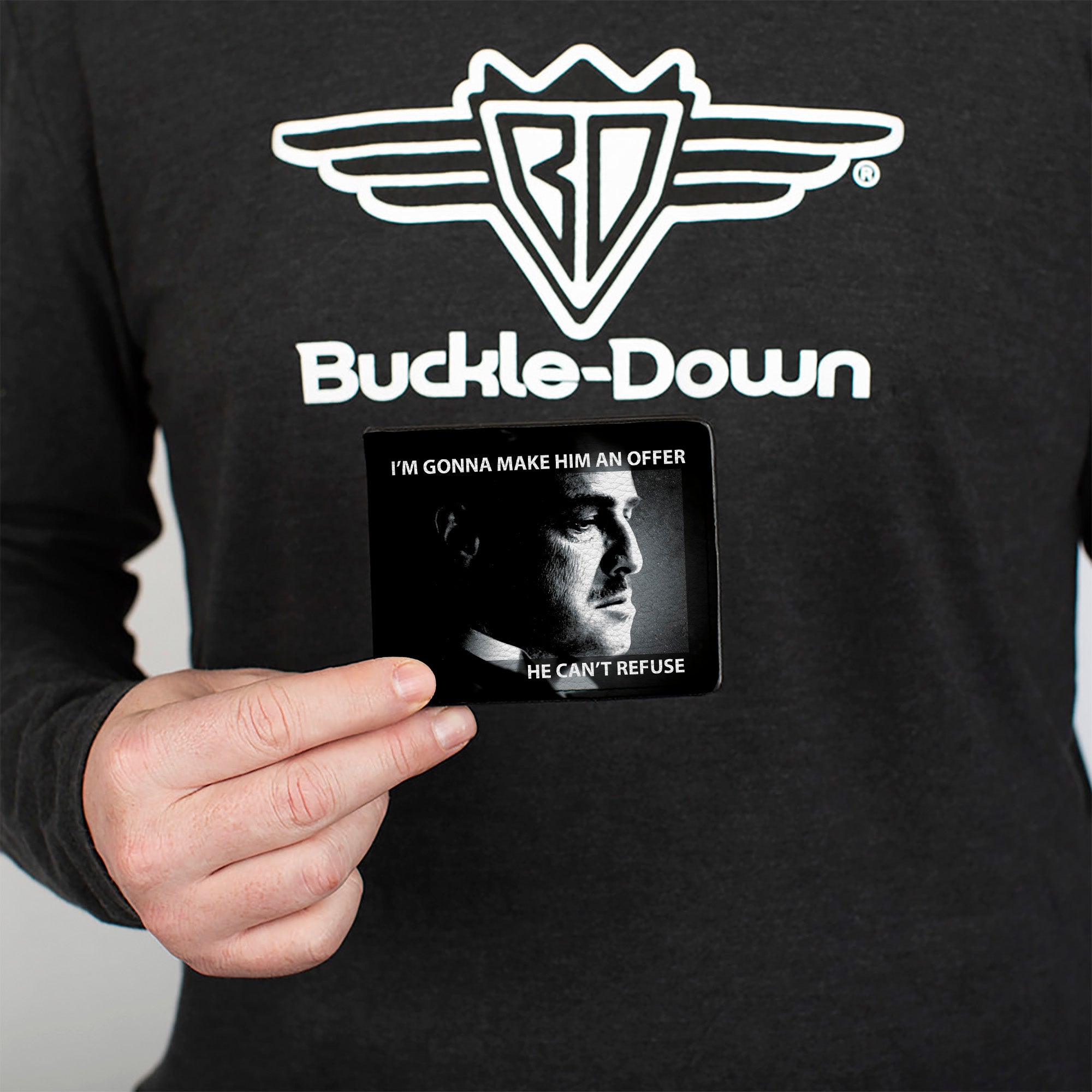 Bi-Fold Wallet - The Godfather Vito Corleone I'M GONNA MAKE HIM AN OFFER Pose Black/White Bi-Fold Wallets The Godfather