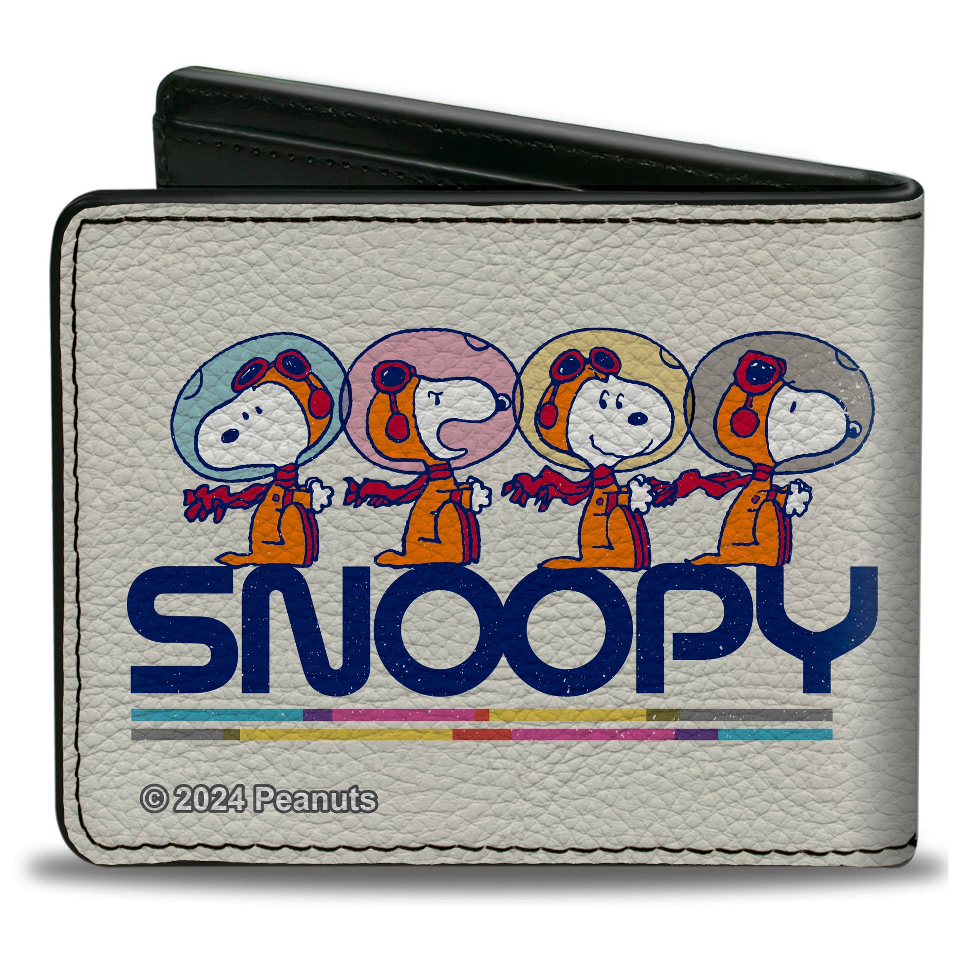 Bi-Fold Wallet - Peanuts Astronaut Snoopy Launch Poses and Text White/Multi Color Bi-Fold Wallets Peanuts