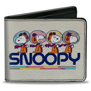 Bi-Fold Wallet - Peanuts Astronaut Snoopy Launch Poses and Text White/Multi Color Bi-Fold Wallets Peanuts