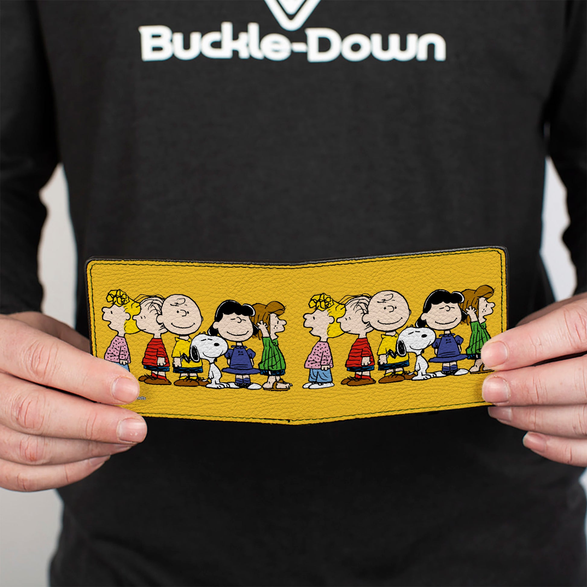 Bi-Fold Wallet - Peanuts Gang Close-Up Group Pose Golden Yellow Bi-Fold Wallets Peanuts