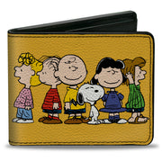 Bi-Fold Wallet - Peanuts Gang Close-Up Group Pose Golden Yellow Bi-Fold Wallets Peanuts