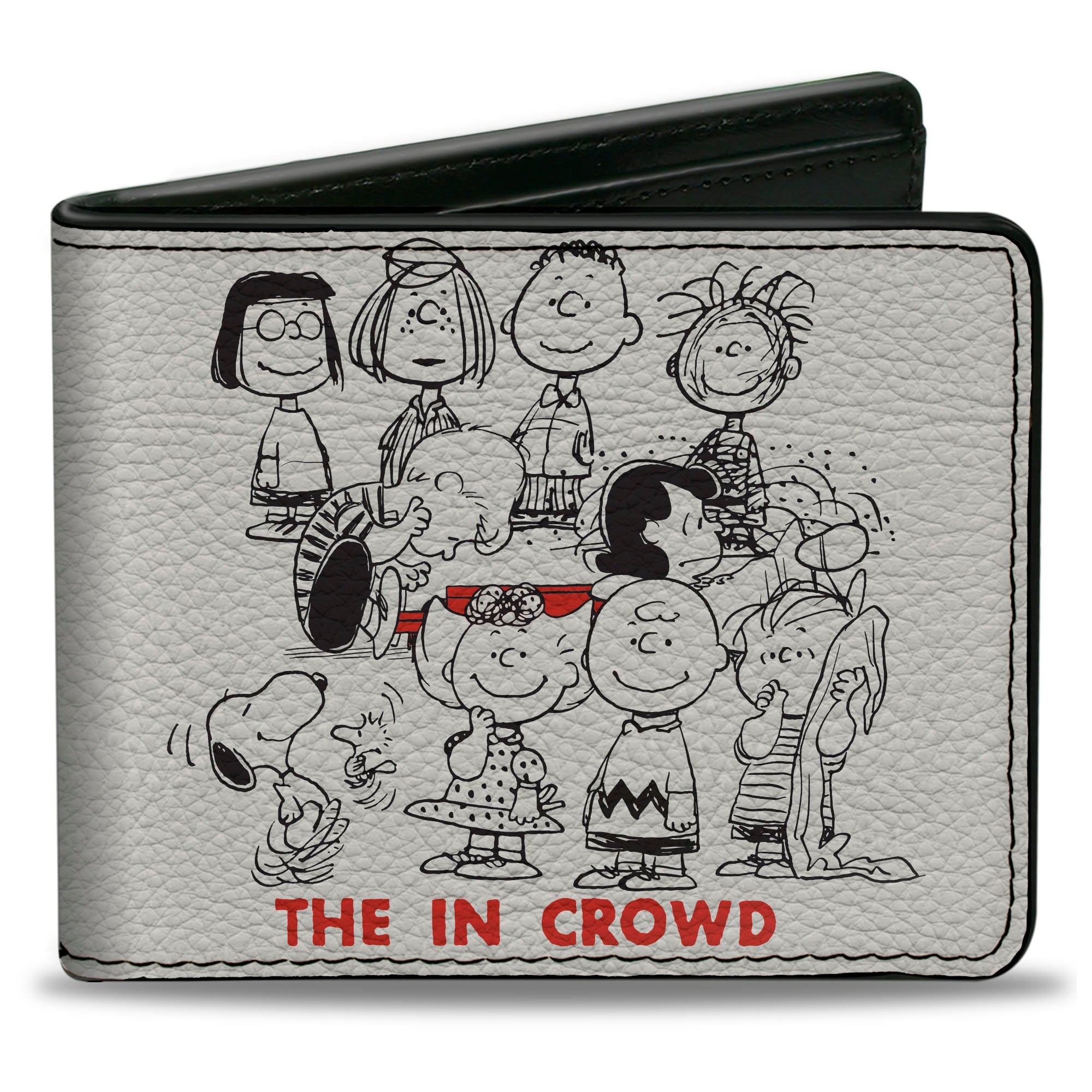 Bi-Fold Wallet - Peanuts Gang THE IN CROWD Group Pose White/Black/Red Bi-Fold Wallets Peanuts