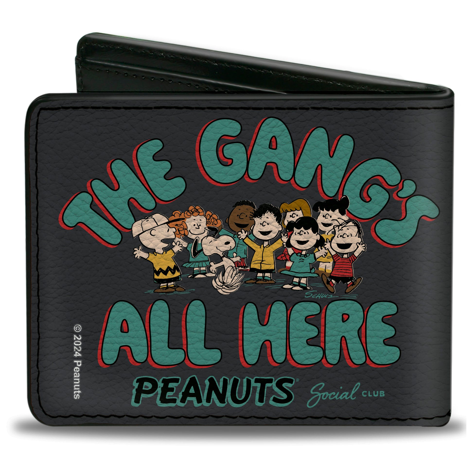 Bi-Fold Wallet - Peanuts Gang THE GANG'S ALL HERE Group Pose Black/Blue Bi-Fold Wallets Peanuts