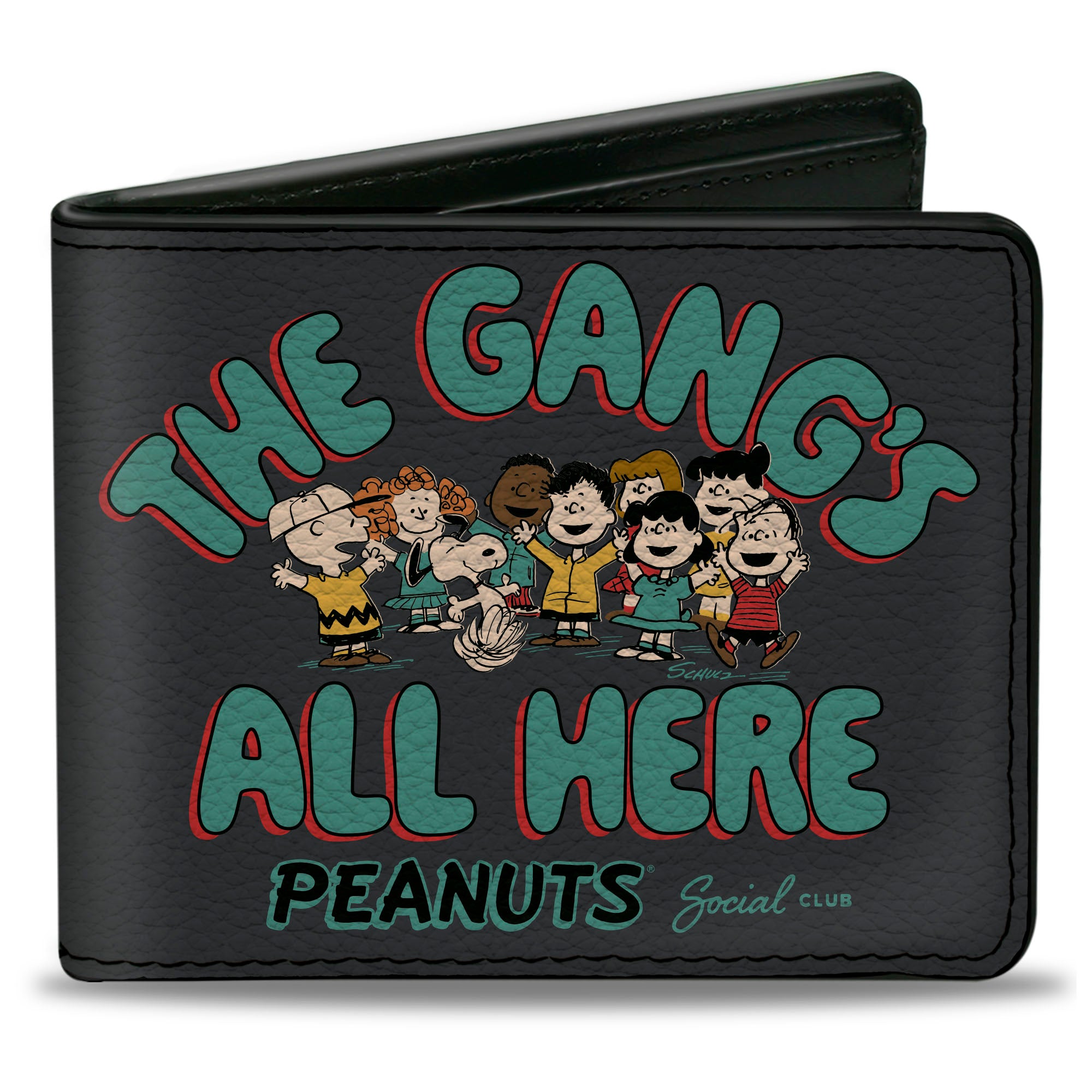 Bi-Fold Wallet - Peanuts Gang THE GANG'S ALL HERE Group Pose Black/Blue Bi-Fold Wallets Peanuts
