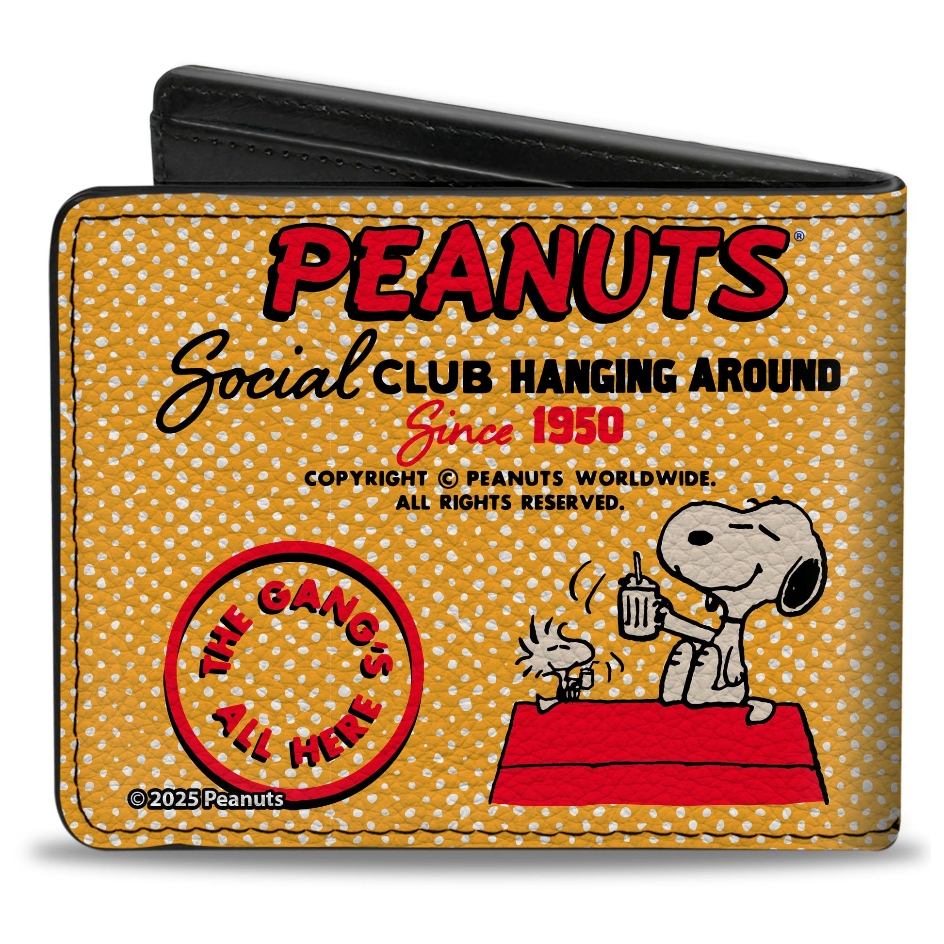 Bi-Fold Wallet - PEANUTS SOCIAL CLUB PEACE & LOVE Scenes Yellow/Red Bi-Fold Wallets Peanuts