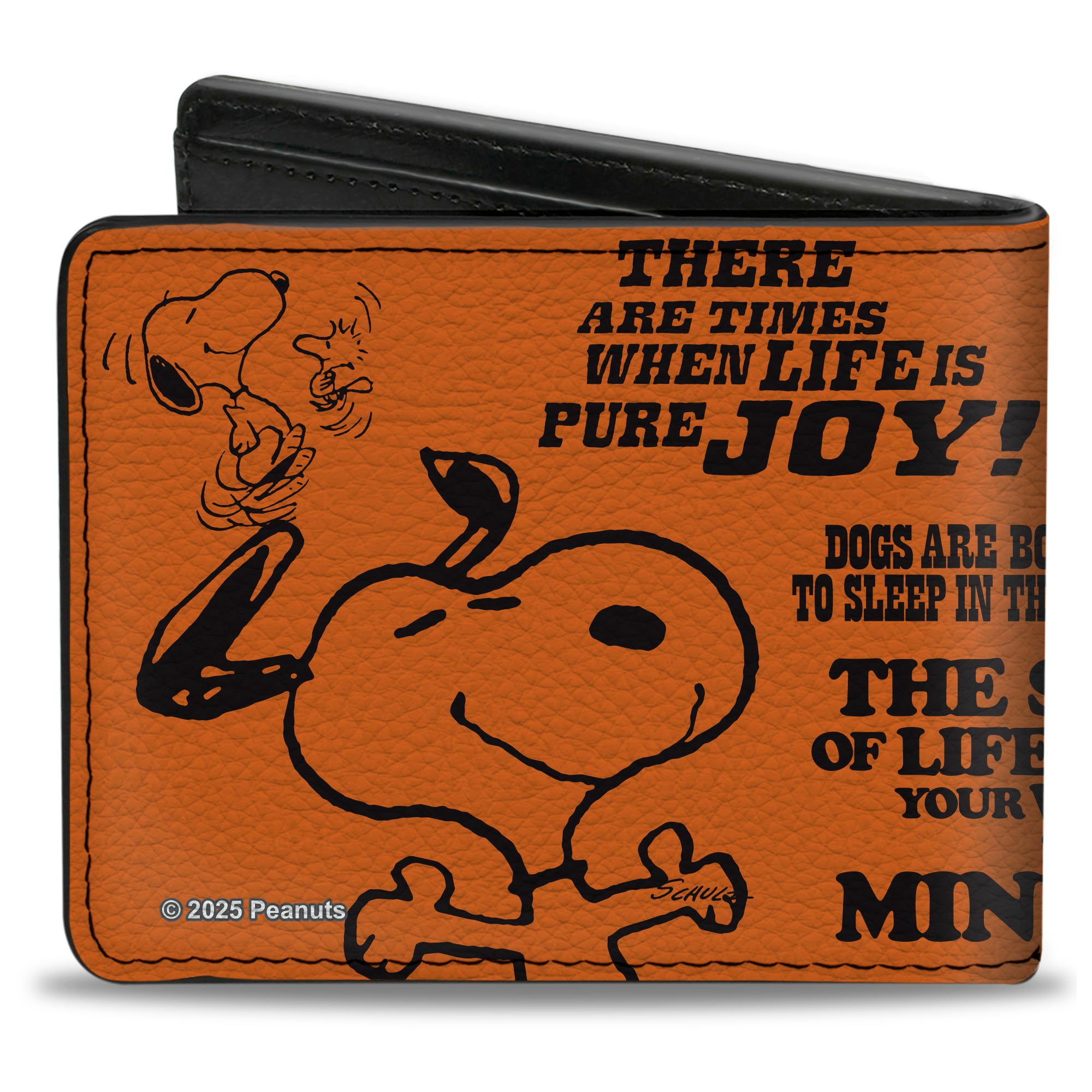 Bi-Fold Wallet - Snoopy Poses and Quotes Collage Orange/Black Bi-Fold Wallets Peanuts