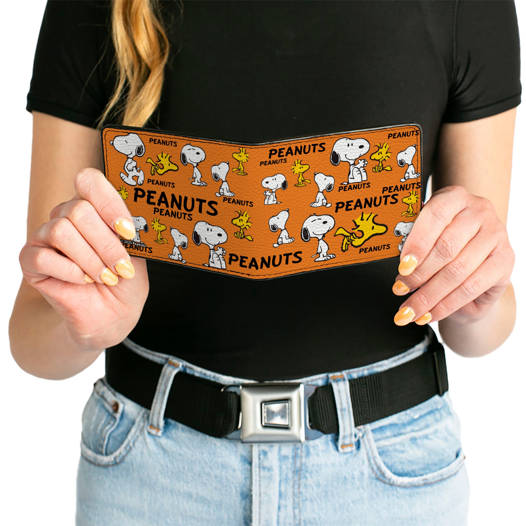 Bi-Fold Wallet - PEANUTS Snoopy and Woodstock Poses Collage Orange Bi-Fold Wallets Peanuts