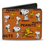 Bi-Fold Wallet - PEANUTS Snoopy and Woodstock Poses Collage Orange Bi-Fold Wallets Peanuts