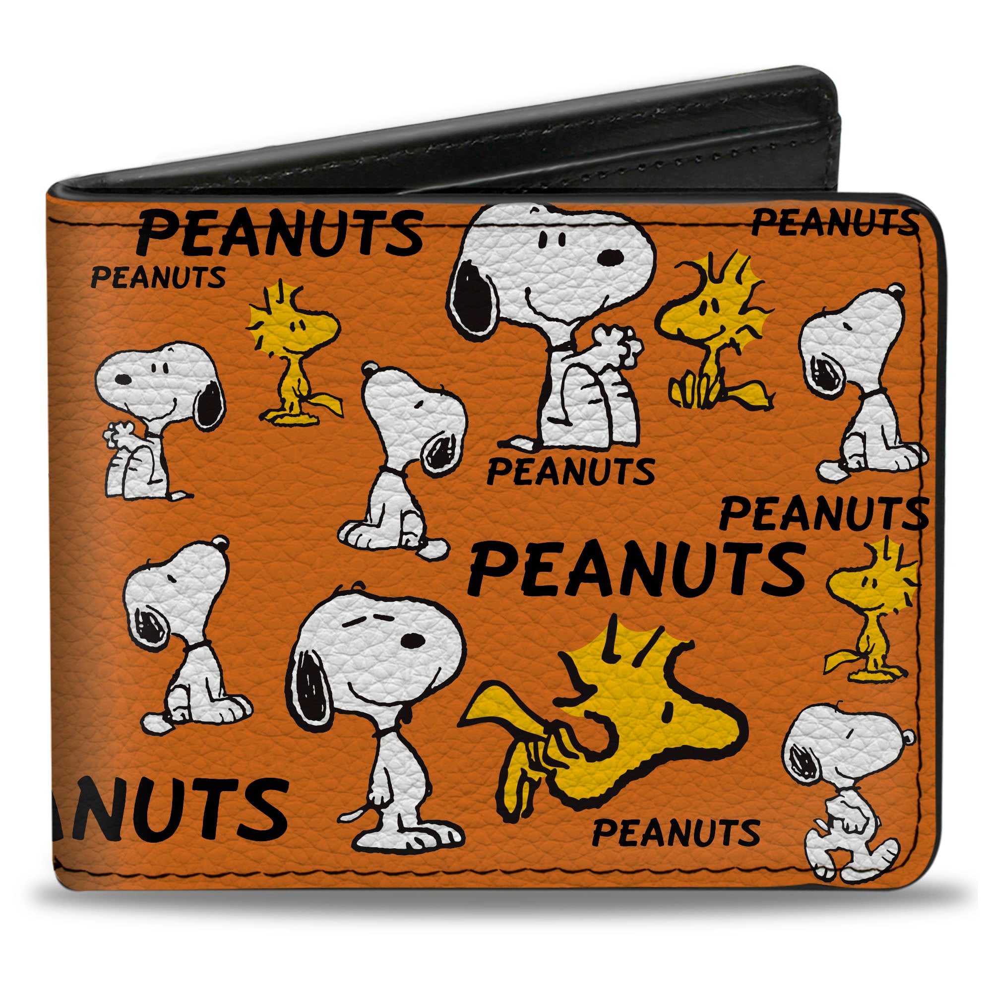 Bi-Fold Wallet - PEANUTS Snoopy and Woodstock Poses Collage Orange Bi-Fold Wallets Peanuts