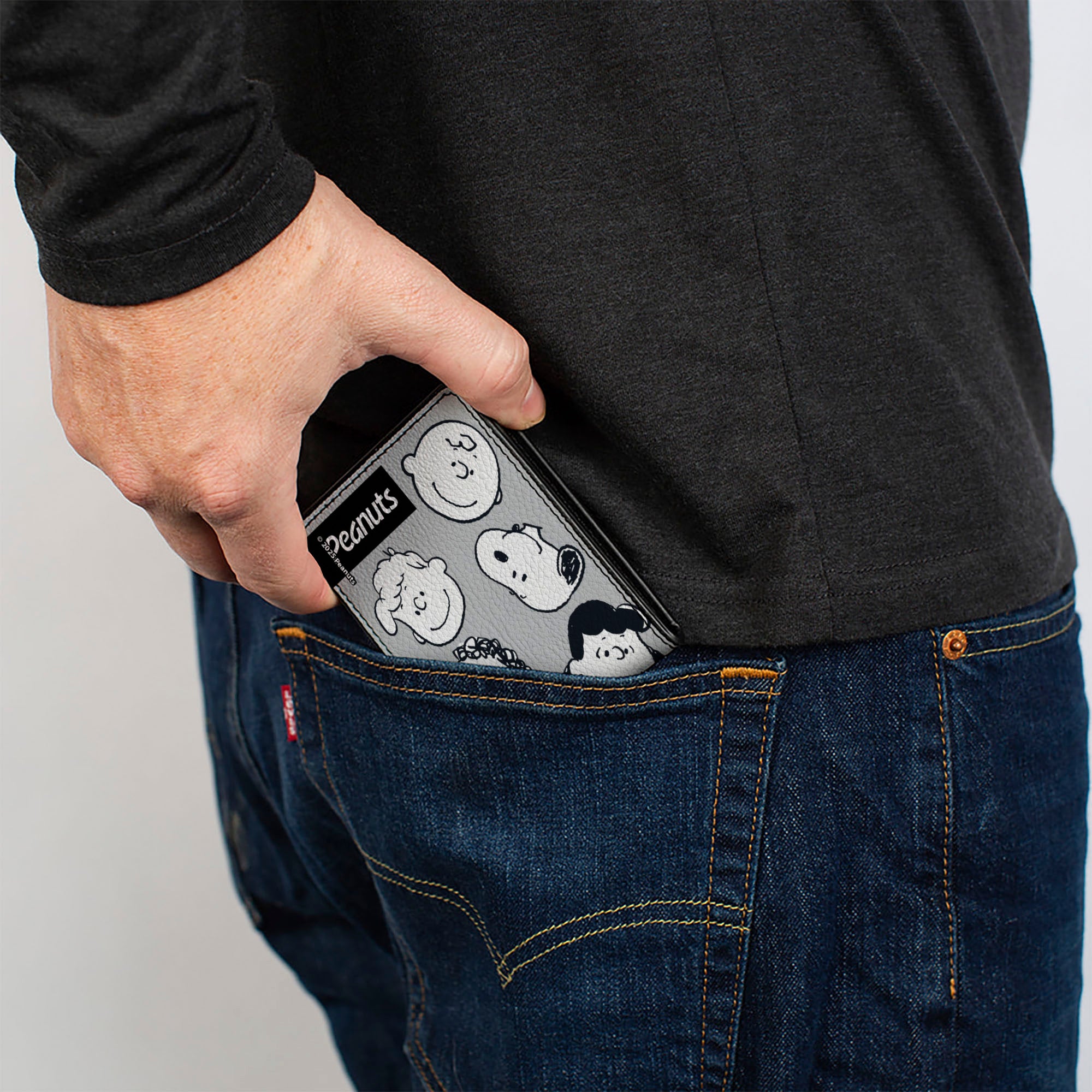 Bi-Fold Wallet - Peanuts Gang Ten Character Faces Gray/Black/White Bi-Fold Wallets Peanuts